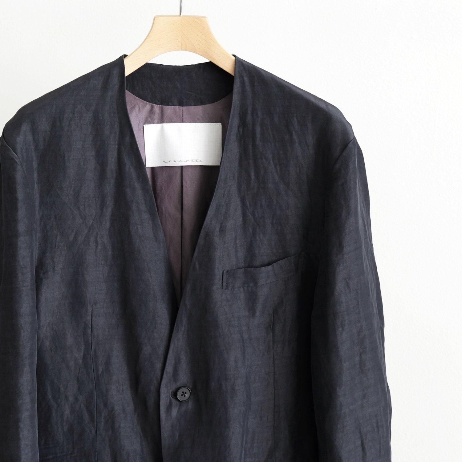 LINEN RAYON DYEING SPECK DRAPING NO COLLAR 2B N JACKET LINEN RAYON DYEING SPECK DRAPING NO COLLAR 2B N JACKET