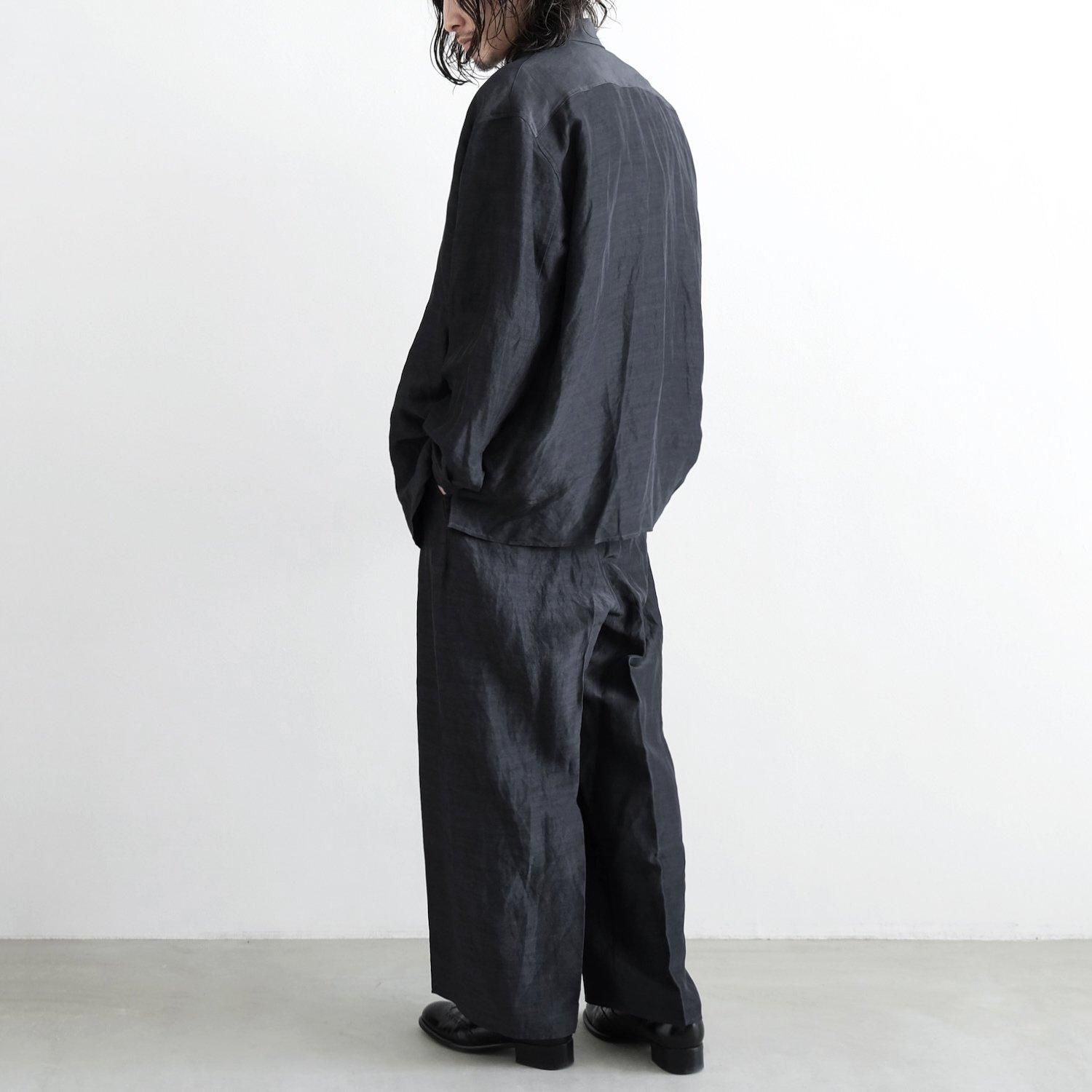 LINEN RAYON DYEING SPECK OVERSIZED SHIRT Ver.B [OBSIDIAN