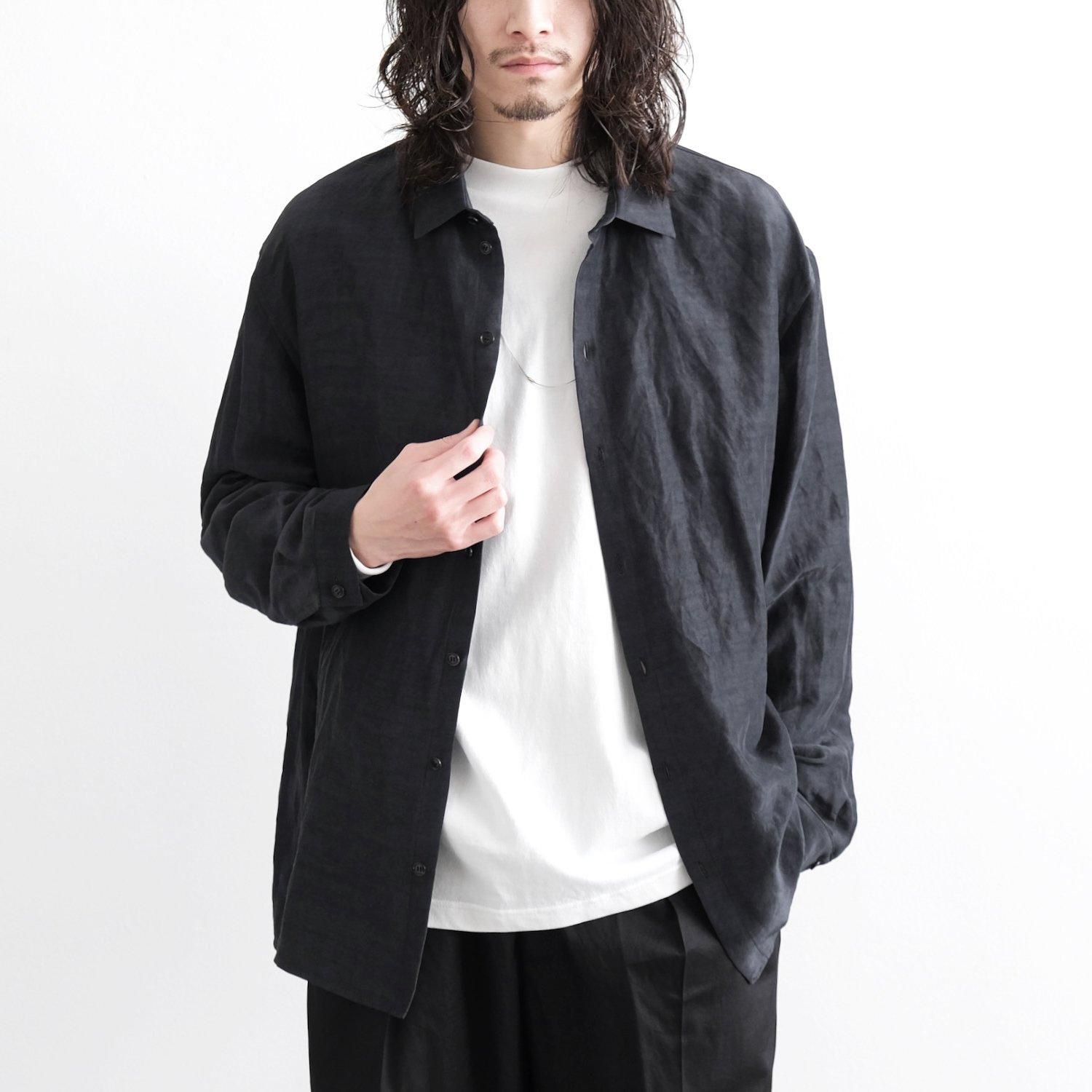 LINEN RAYON DYEING SPECK OVERSIZED SHIRT Ver.B [OBSIDIAN