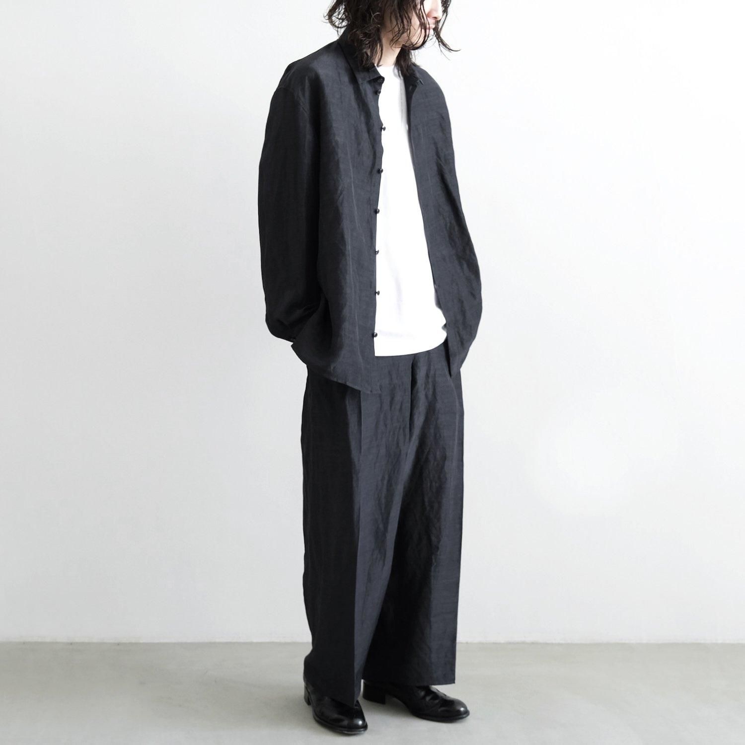 LINEN RAYON DYEING SPECK DRAPING CROTCH BOX PLEATS NO TUCK