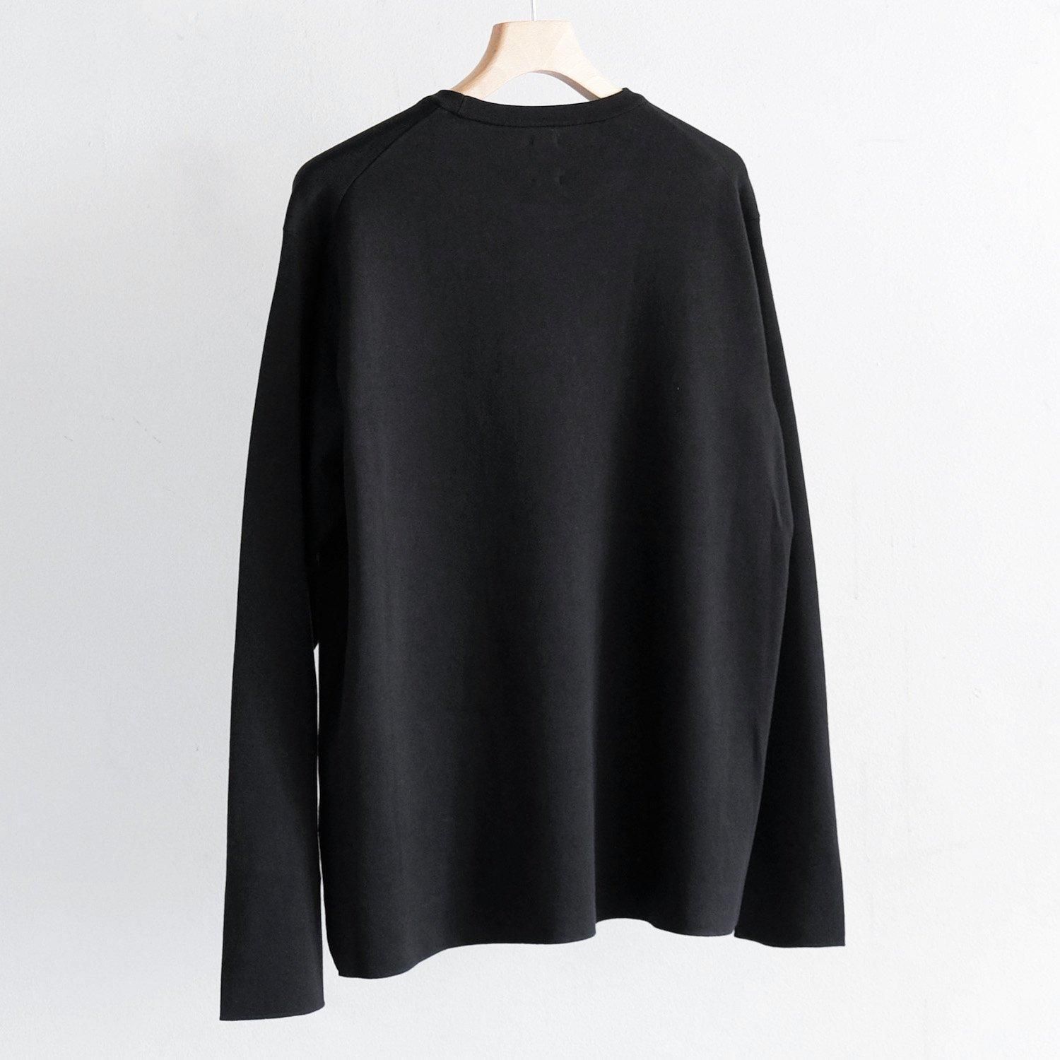 BATONER ブラック スムース編み 半袖Tシャツ/