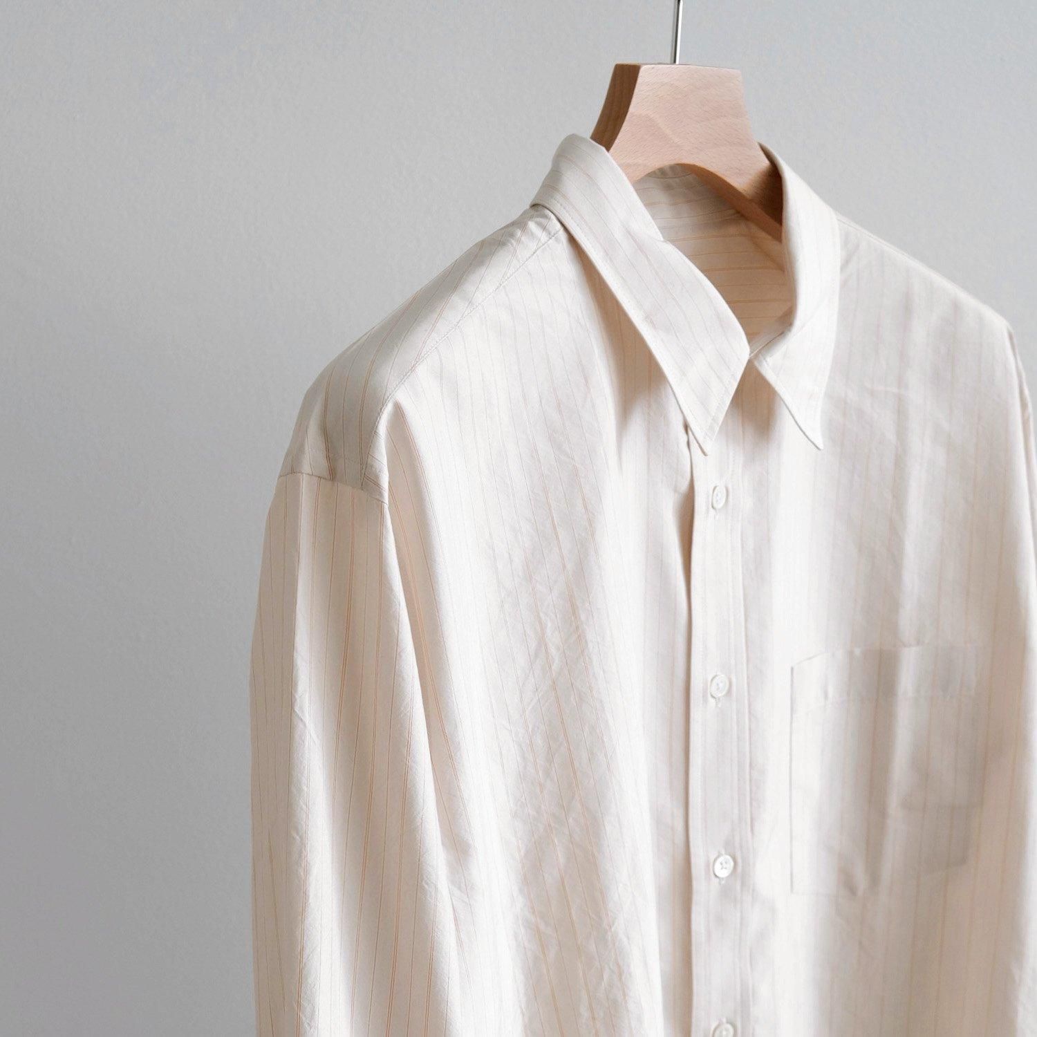 SILK COTTON STRIPE SHIRT [IVORY STRIPE] - WUNDER 大阪