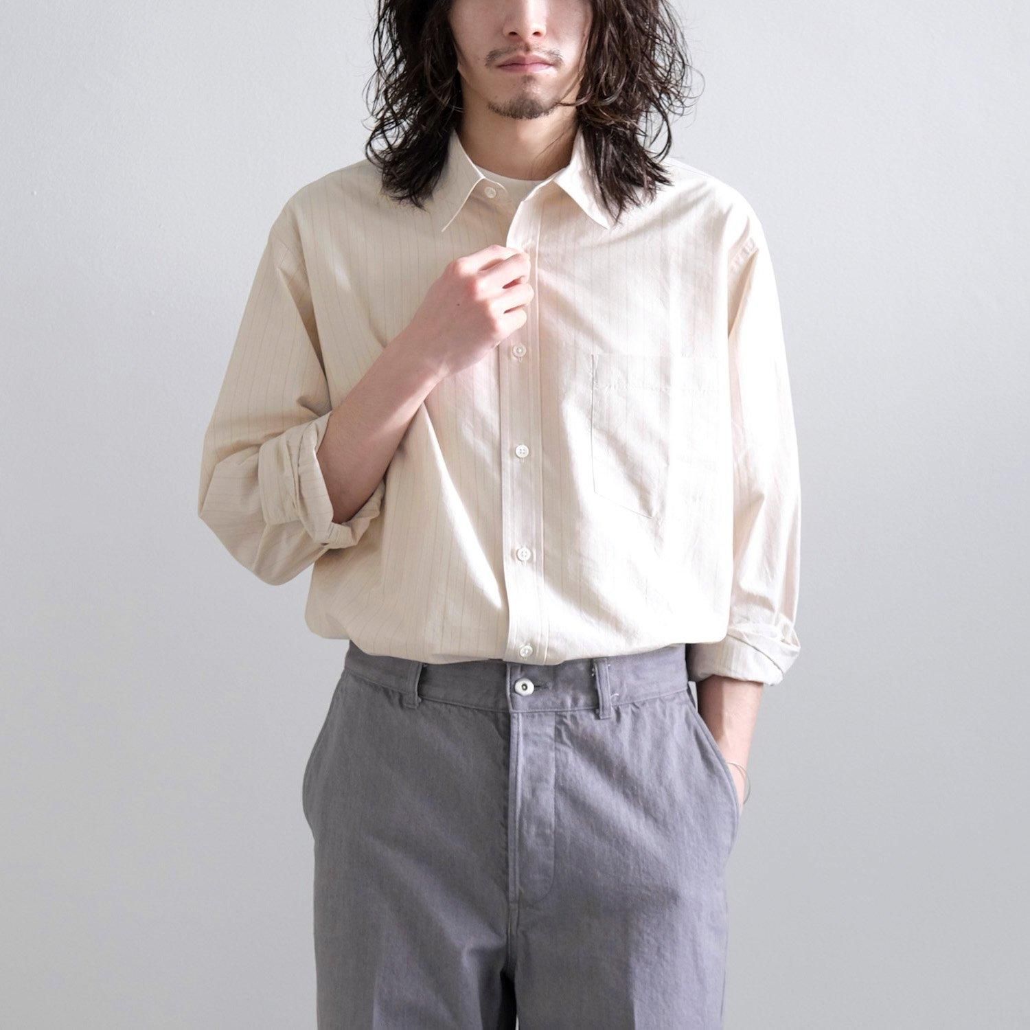 SILK COTTON STRIPE SHIRT [IVORY STRIPE] - WUNDER 大阪