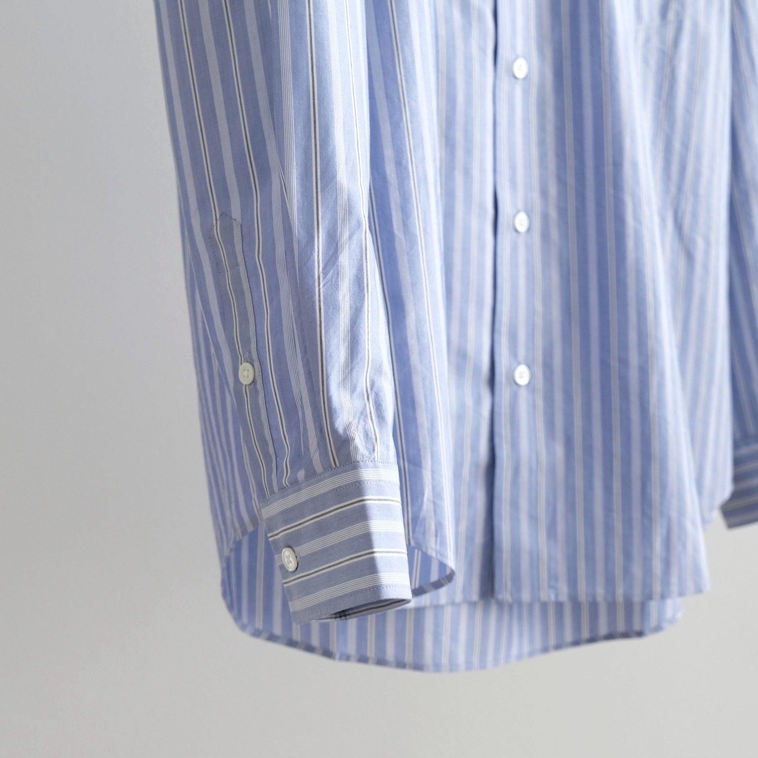 Nanamica Regular Collar Stripe Wind Shirt Sax | Cultizm