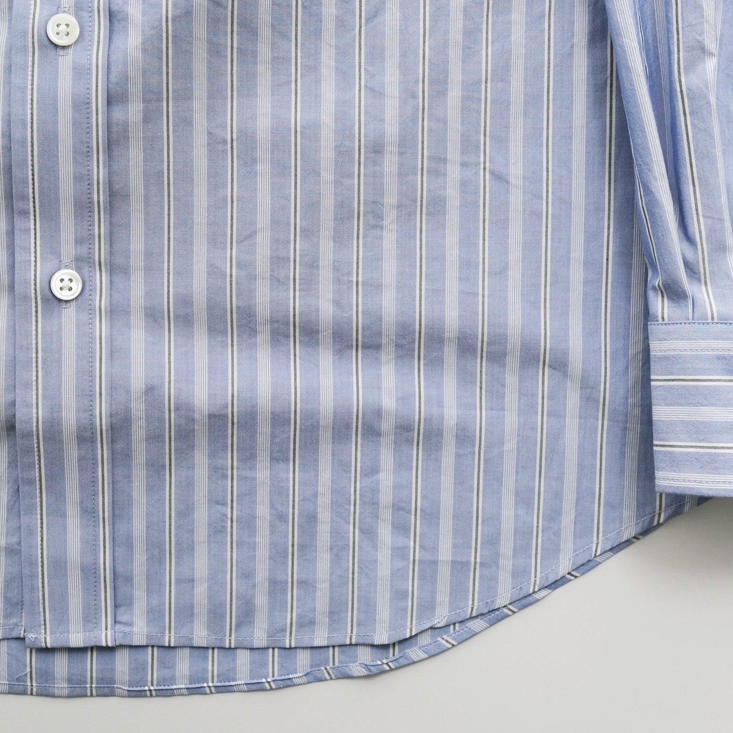 SILK COTTON STRIPE SHIRT [SAX STRIPE] - WUNDER 大阪 セレクト