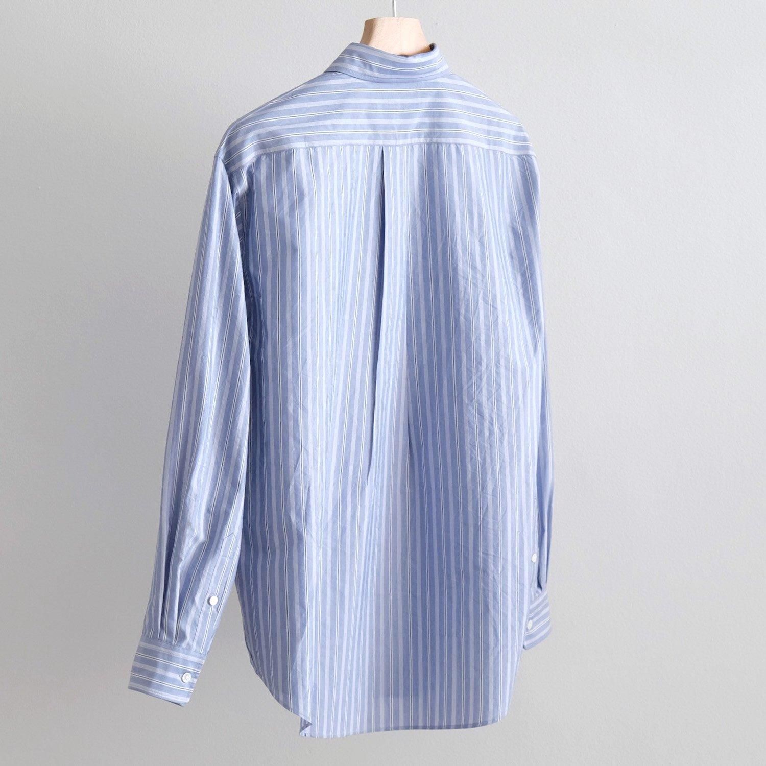 SILK COTTON STRIPE SHIRT [SAX STRIPE] - WUNDER 大阪 セレクト