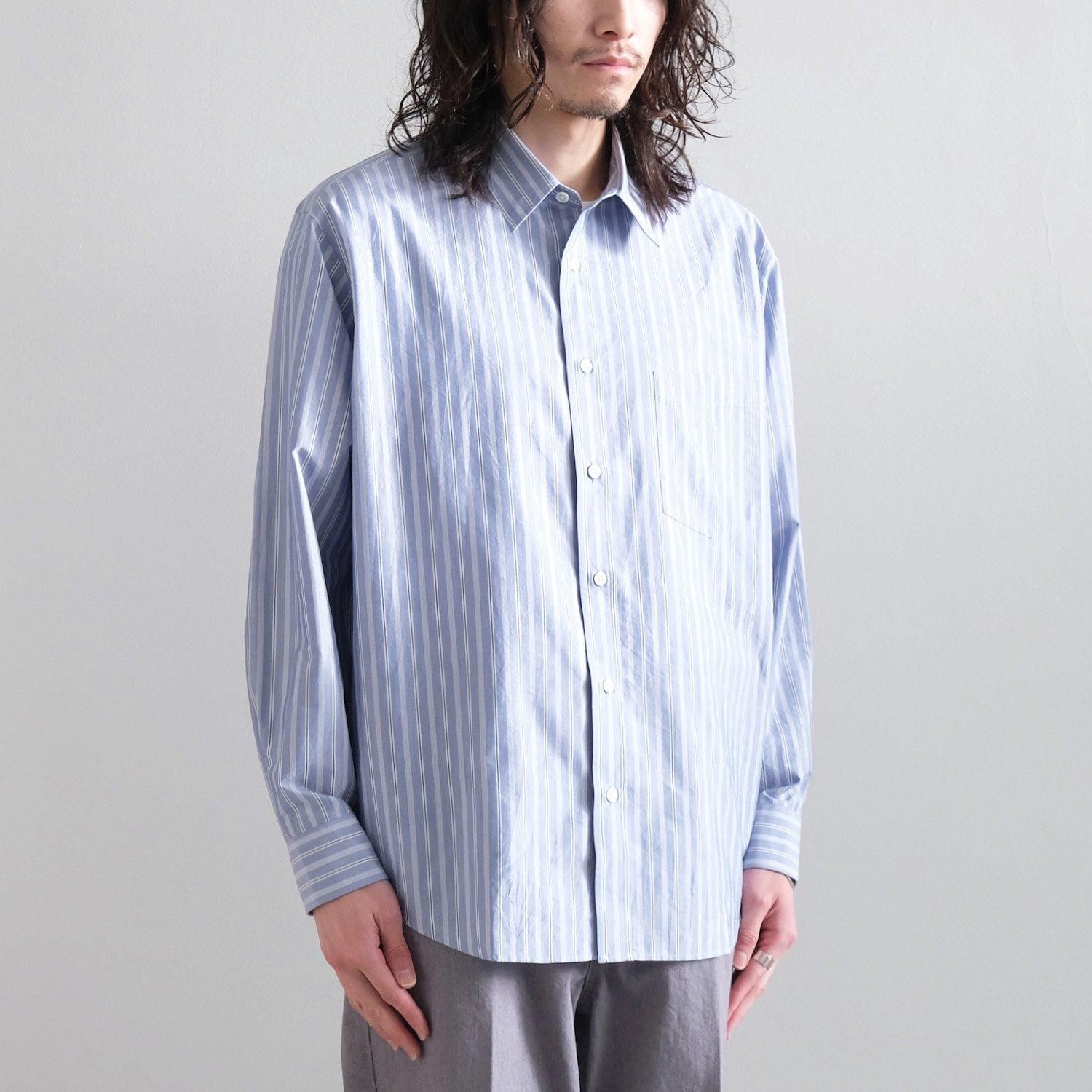 SILK COTTON STRIPE SHIRT [SAX STRIPE] - WUNDER 大阪 セレクト