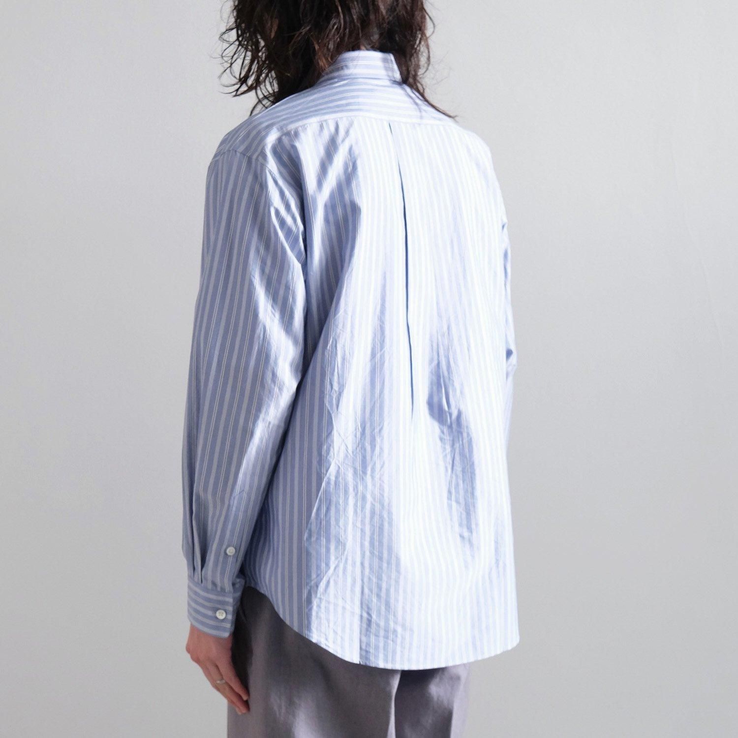 SILK COTTON STRIPE SHIRT [SAX STRIPE] - WUNDER 大阪 セレクト
