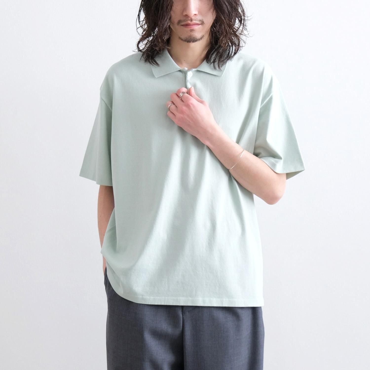 FRESCA KNIT HALF SLEEVE POLO SWEATER [GREEN]