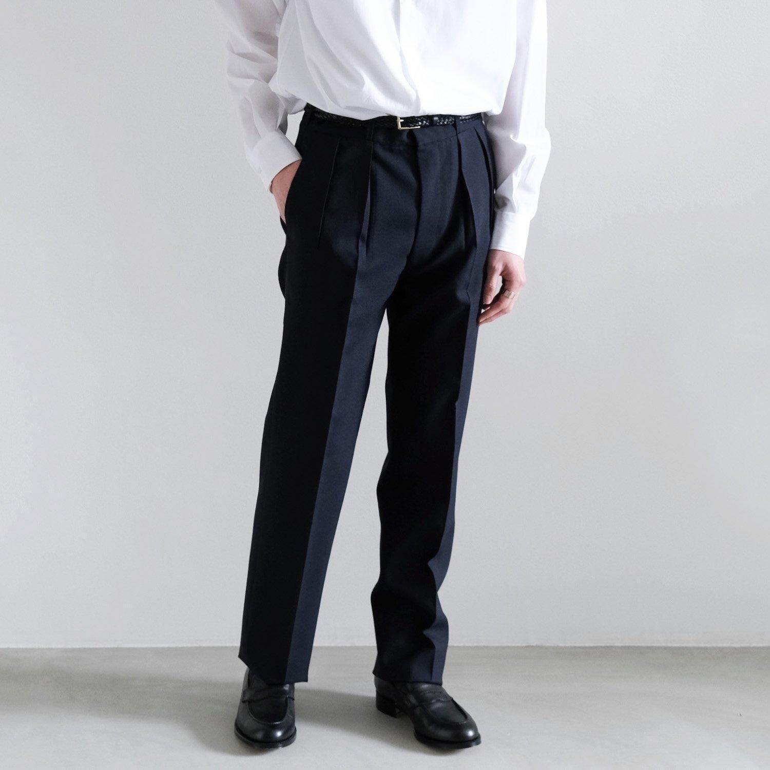 HEUGN ユーゲン FREDDIE ウールタックトラウザーパンツ 1 NAVY HEUGN ユーゲン FREDDIE ウールタックトラウザーパンツ 1 NAVY HEUGN