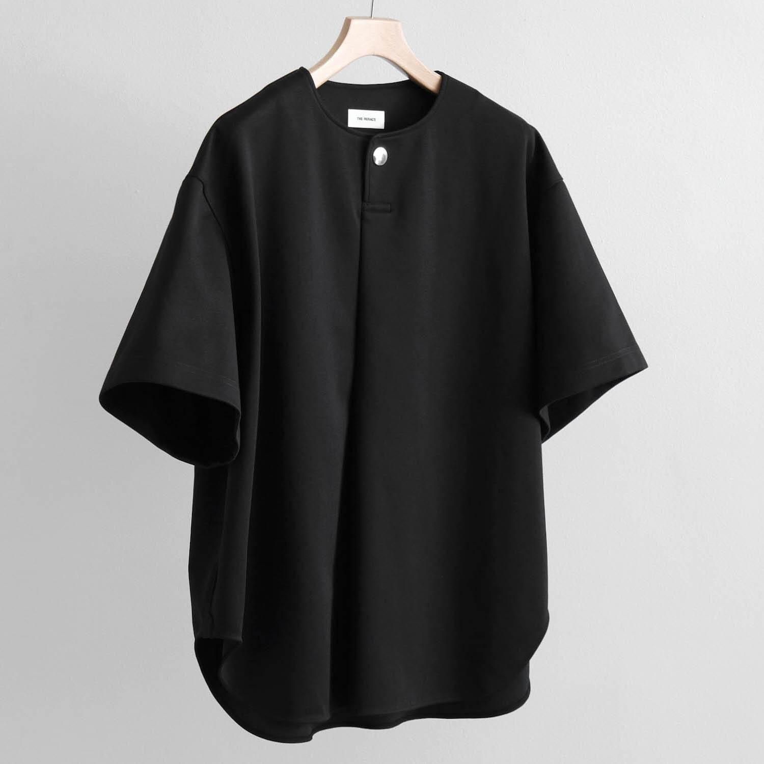 FRONT TUCK HENLY NECK T-SHIRT [BLACK] - WUNDER 大阪 セレクト