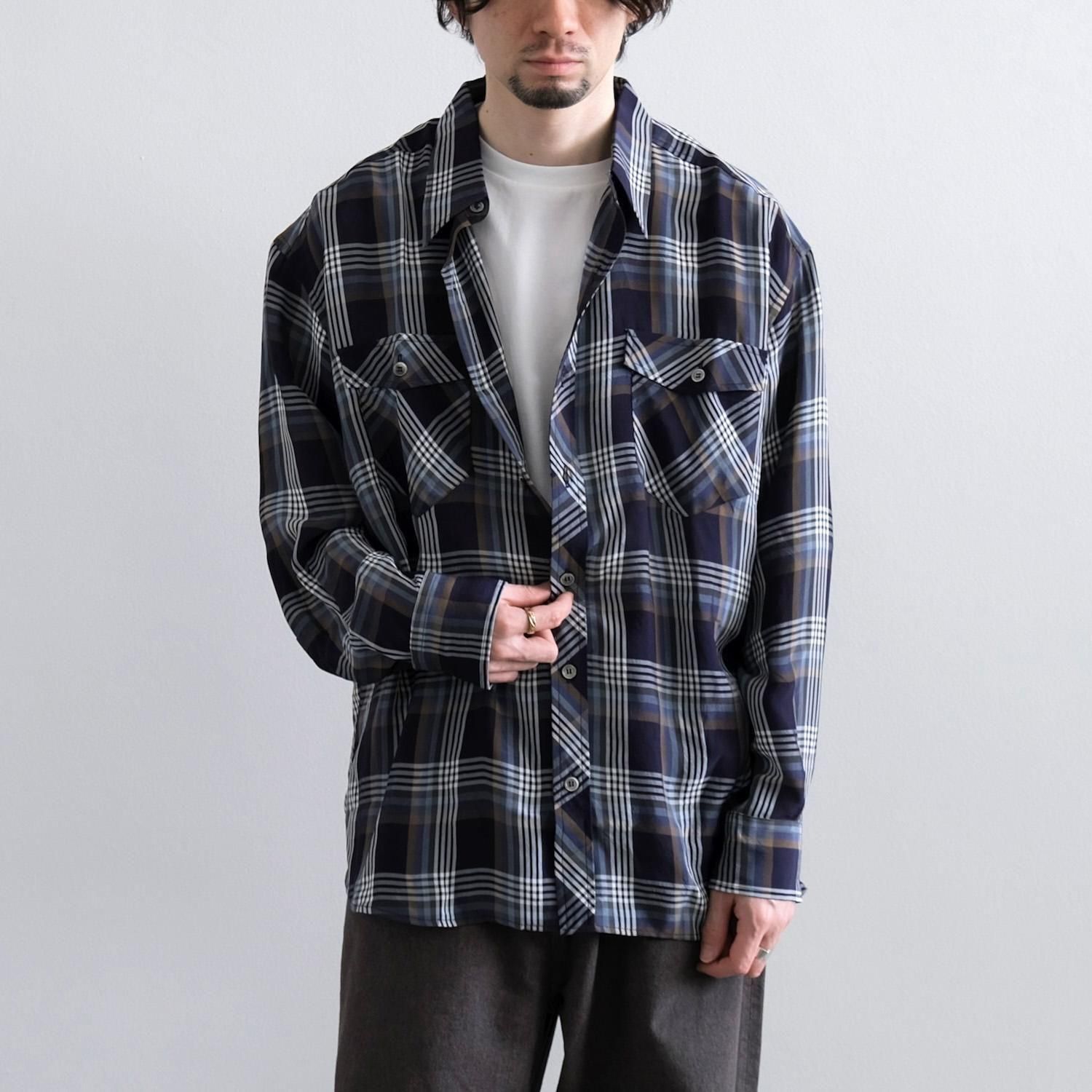 FLAP POCKET WORK SHIRTS [NAVY CHECK] - WUNDER 大阪 セレクト
