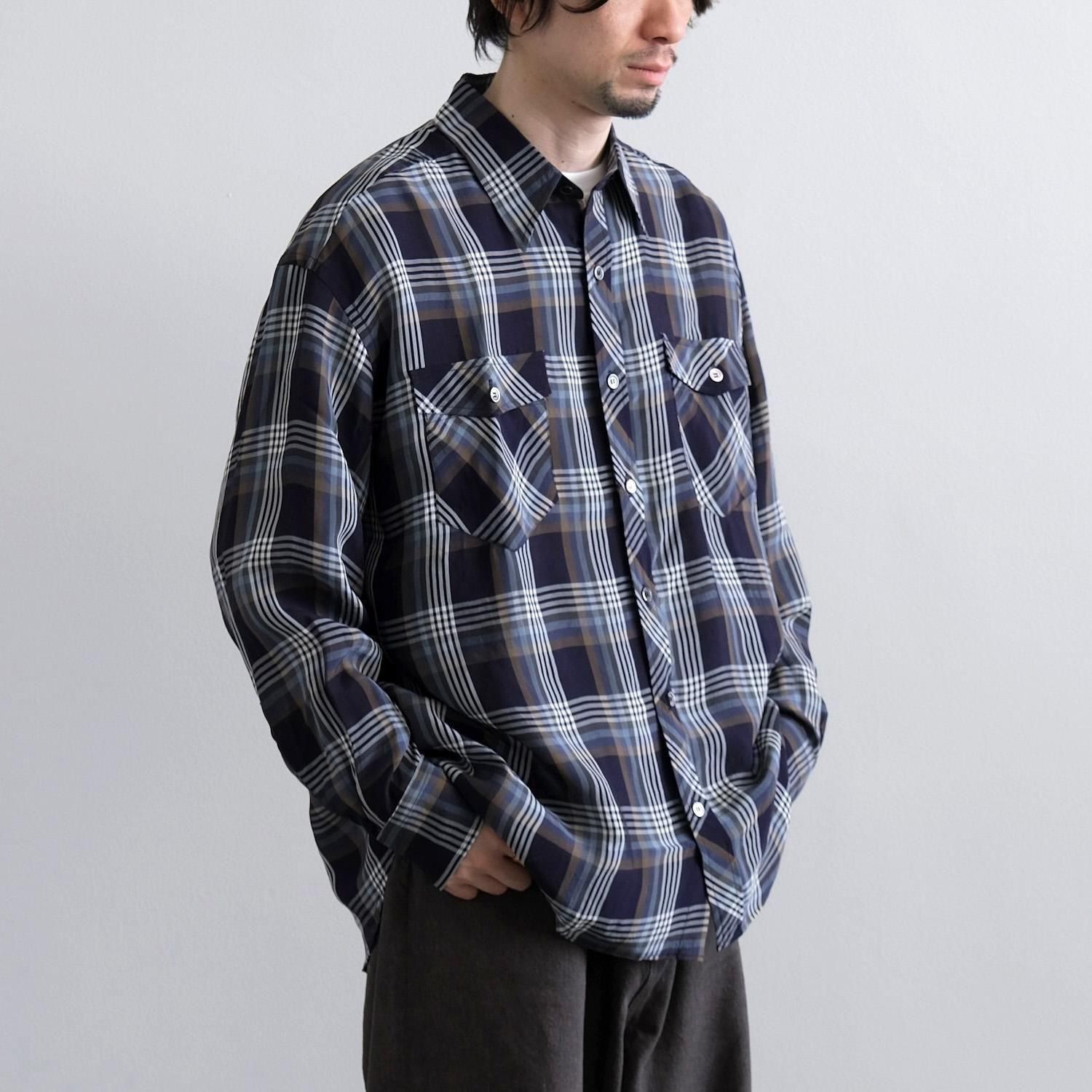 FLAP POCKET WORK SHIRTS [NAVY CHECK] - WUNDER 大阪 セレクト