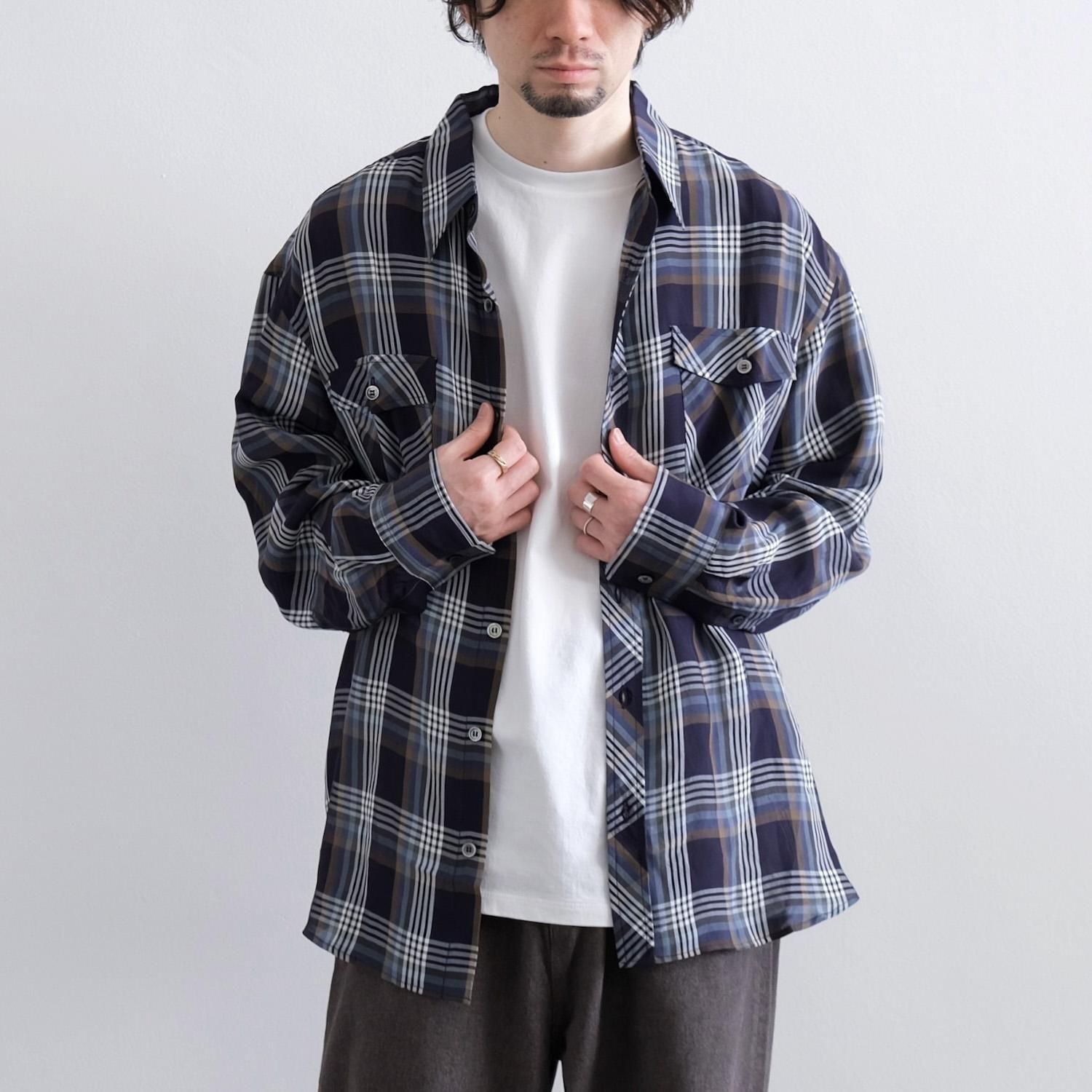 FLAP POCKET WORK SHIRTS [NAVY CHECK] - WUNDER 大阪 セレクト