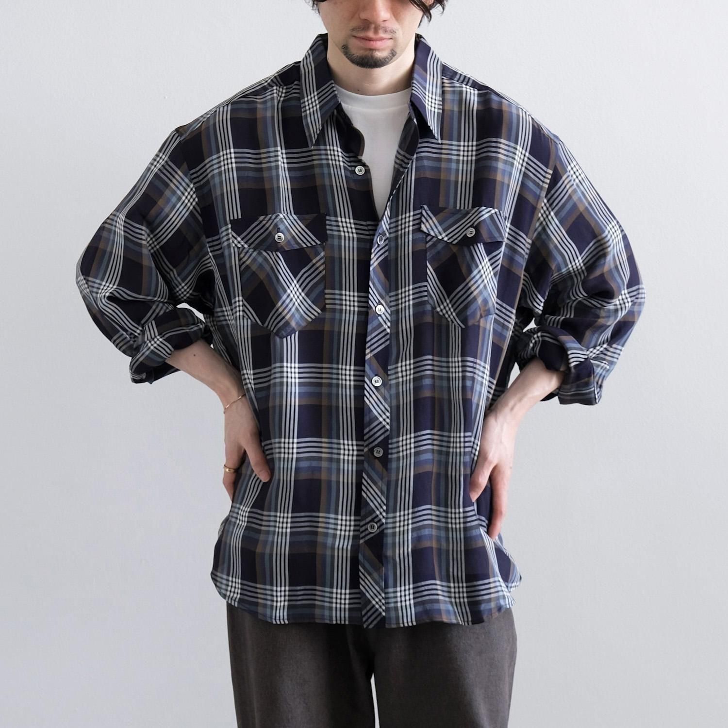 FLAP POCKET WORK SHIRTS [NAVY CHECK]