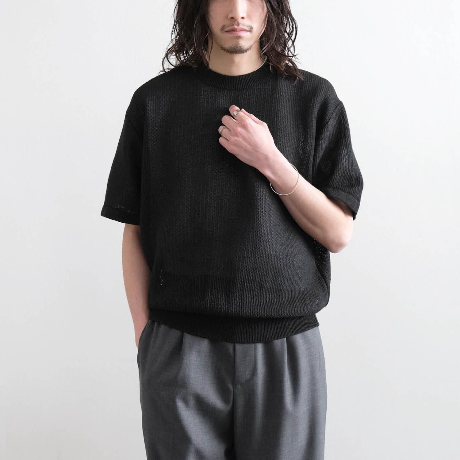 タイムセール 探し方 NECK CREW KNIT SUMMER OX S/S セレクト 大阪 WUNDER - [BLACK] ヘアアクセサリー