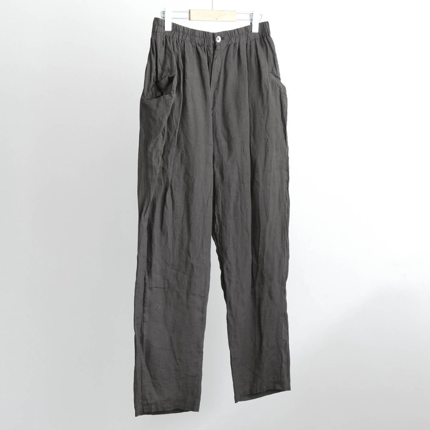 S LINEN GARMENT DYED EASY PANTS MUSOU [SUMI]