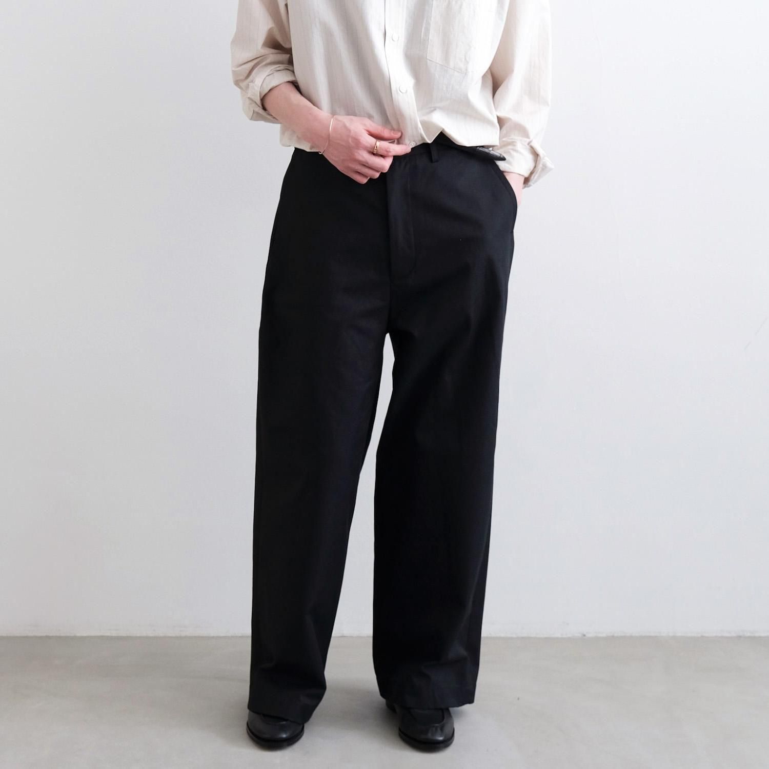COTTON TWILL WORK PANTS  [BLACK]