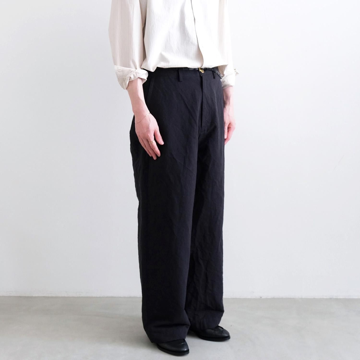 COTTON LINEN WORK PANTS [BLACK] - WUNDER 大阪 セレクト