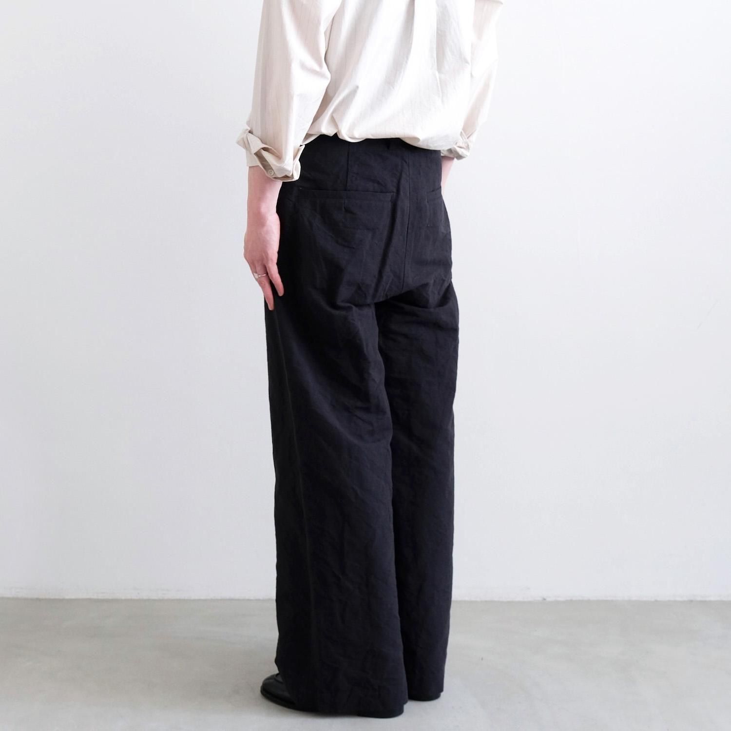 ブラック エルゴノミックフィット ワークパンツ 48 COTTON LINEN WORK PANTS [BLACK] - WUNDER 大阪 セレクト