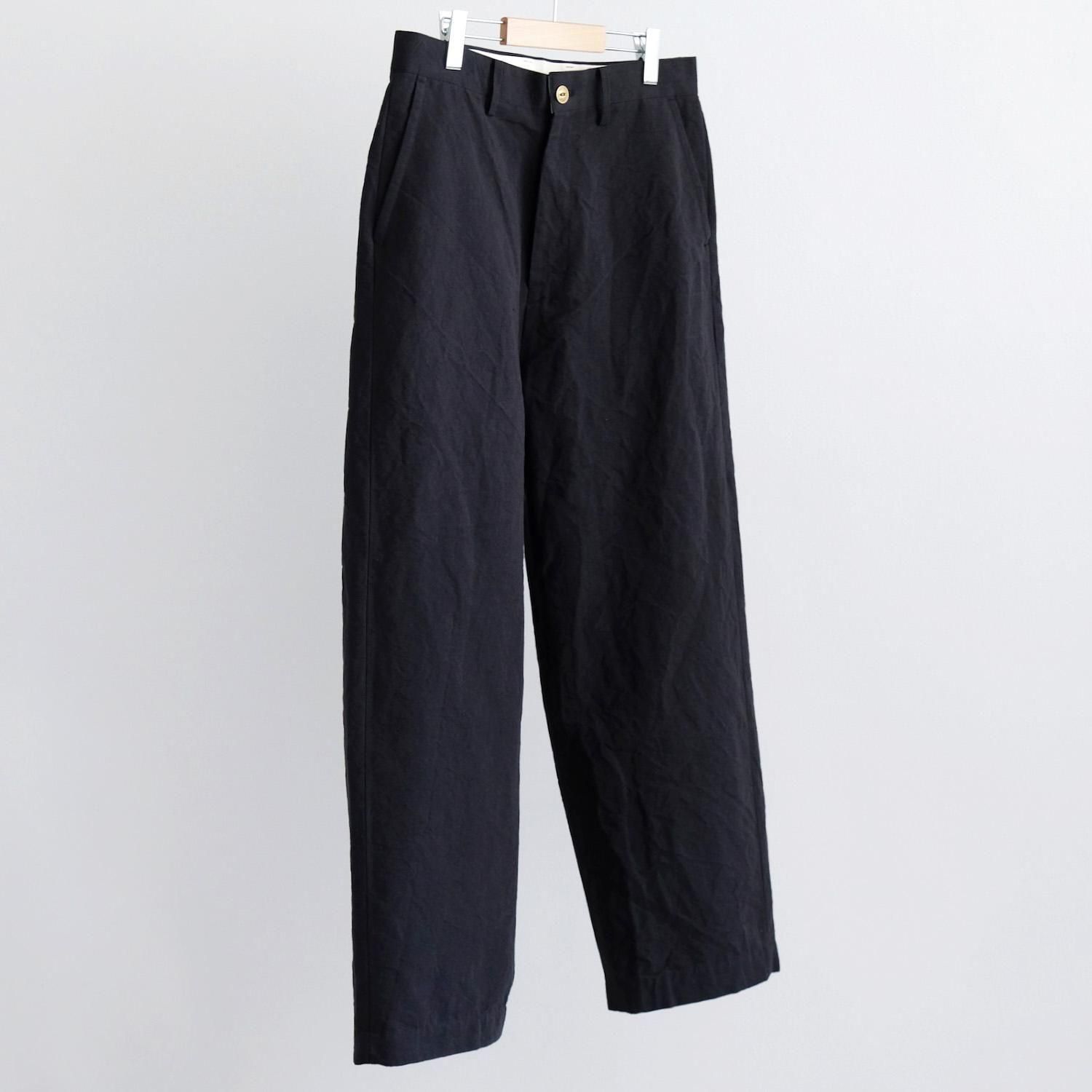 COTTON LINEN WORK PANTS [BLACK]