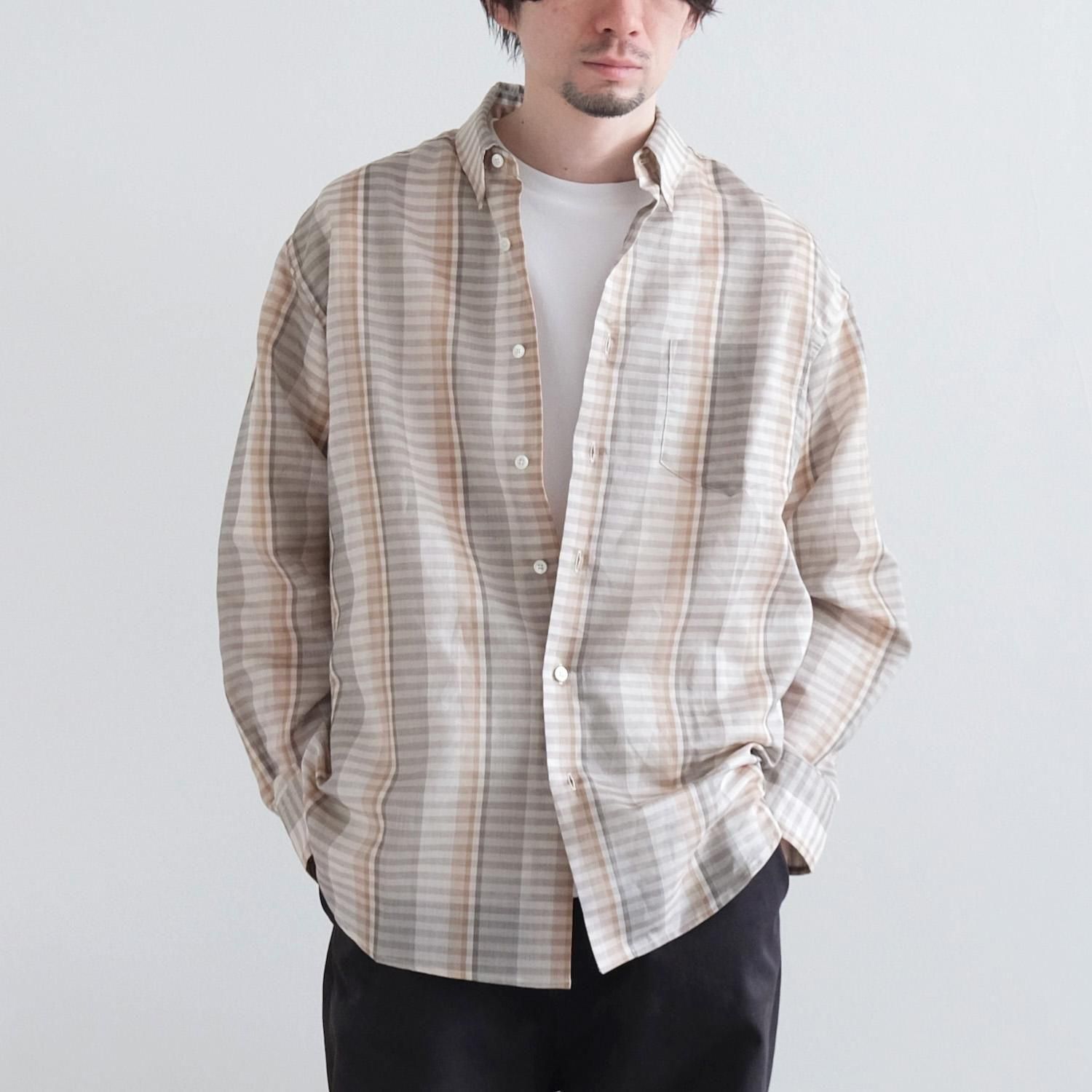 HIDDEN BD LONG SLEEVE SHIRTS [GRAY ORANGE CHECK]