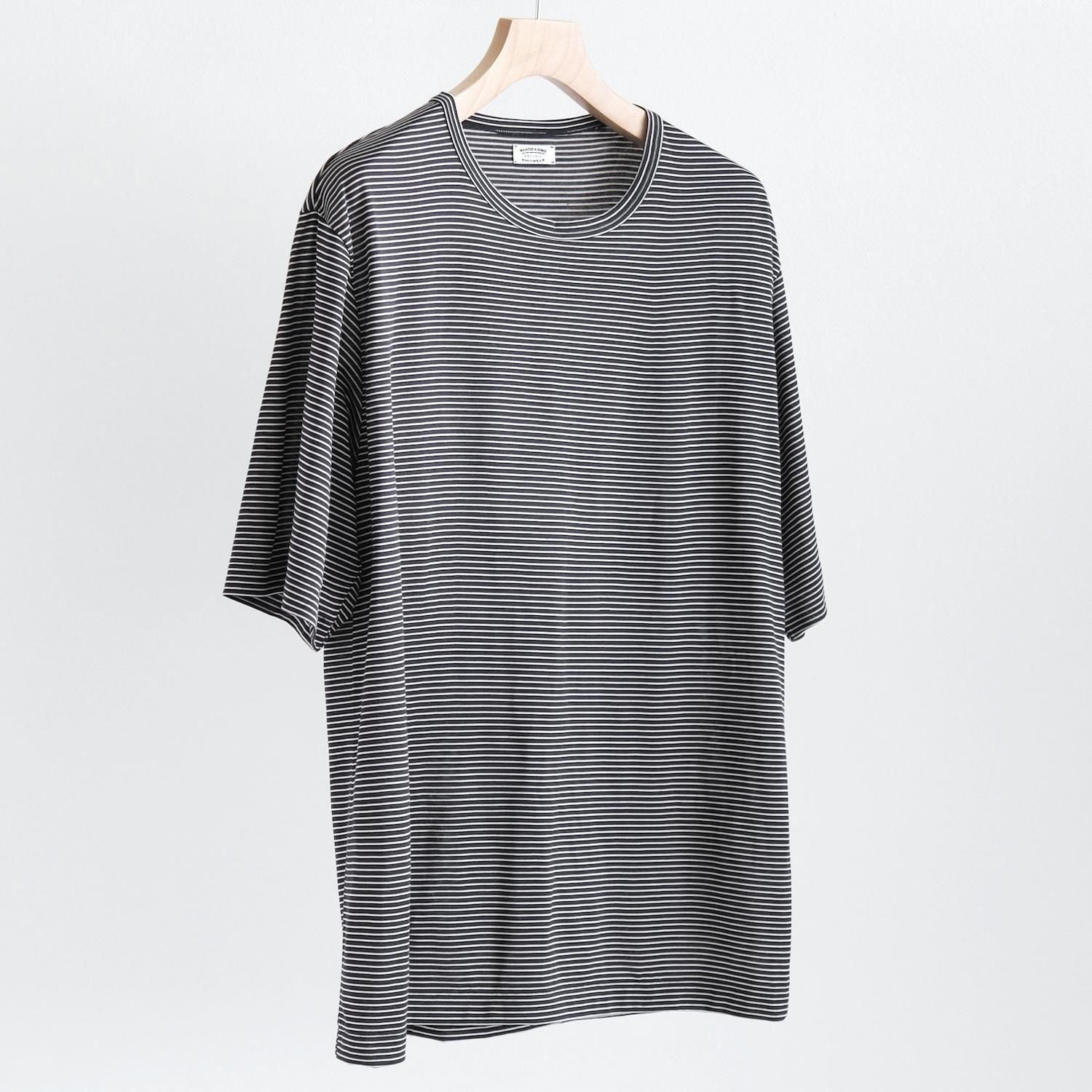 SILK SHORT SLEEVE LOOSE TEE [NAVYWHITE]