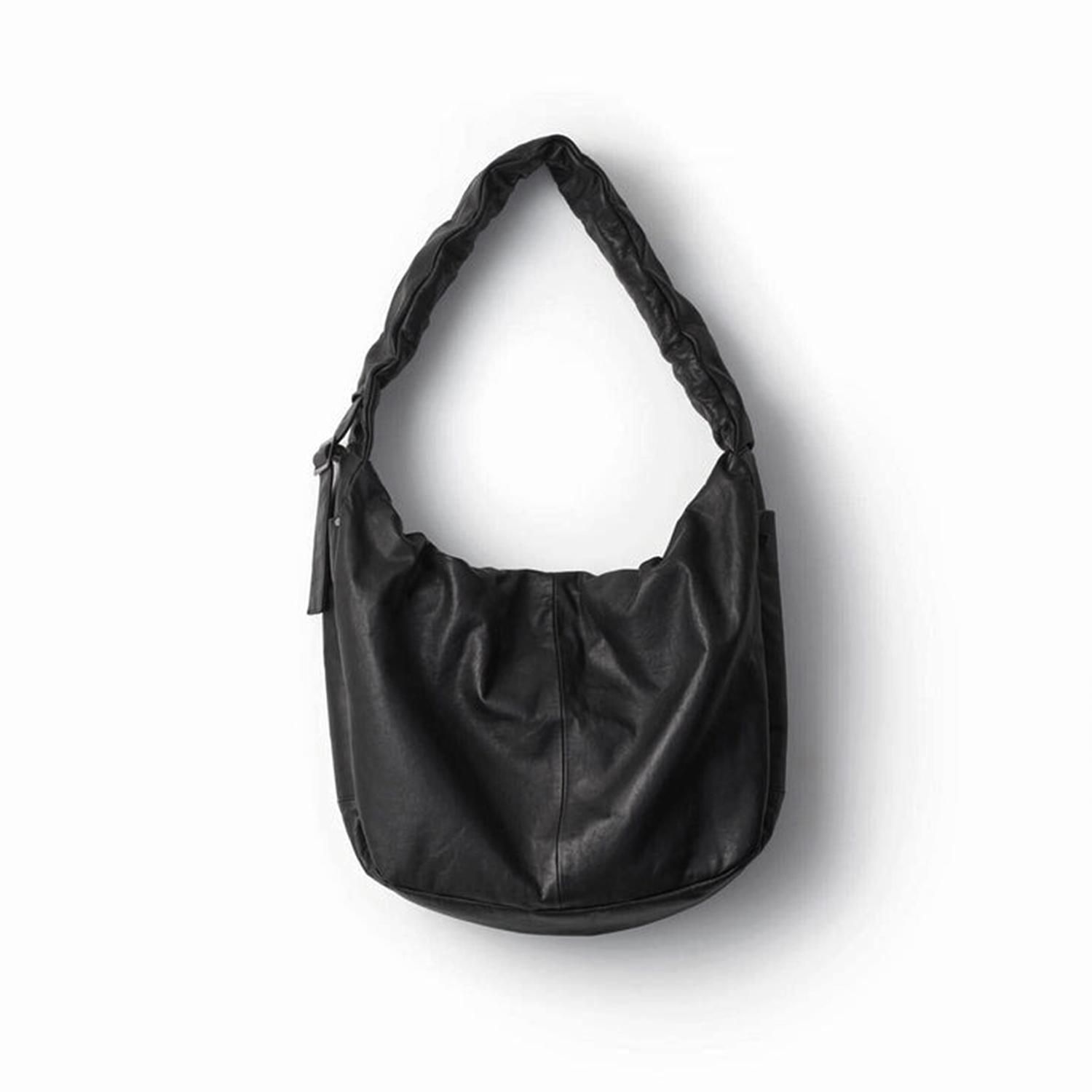 ショルダーバッグ・ポシェット Shirring Handle Baguette Shoulder Bag BLACK SHIRRING HANDLE LEATHER SHOULDER BAG [BLACK] - WUNDER 大阪