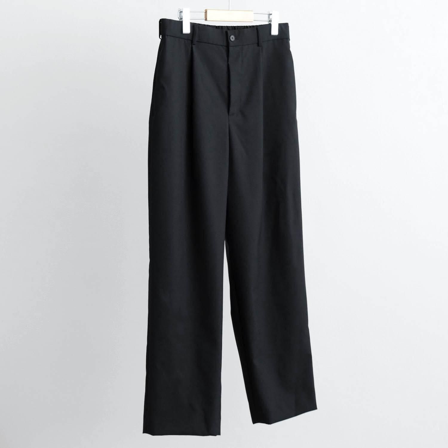 WOOL TROPICAL LOOSE FIT PANTS [BLACK]