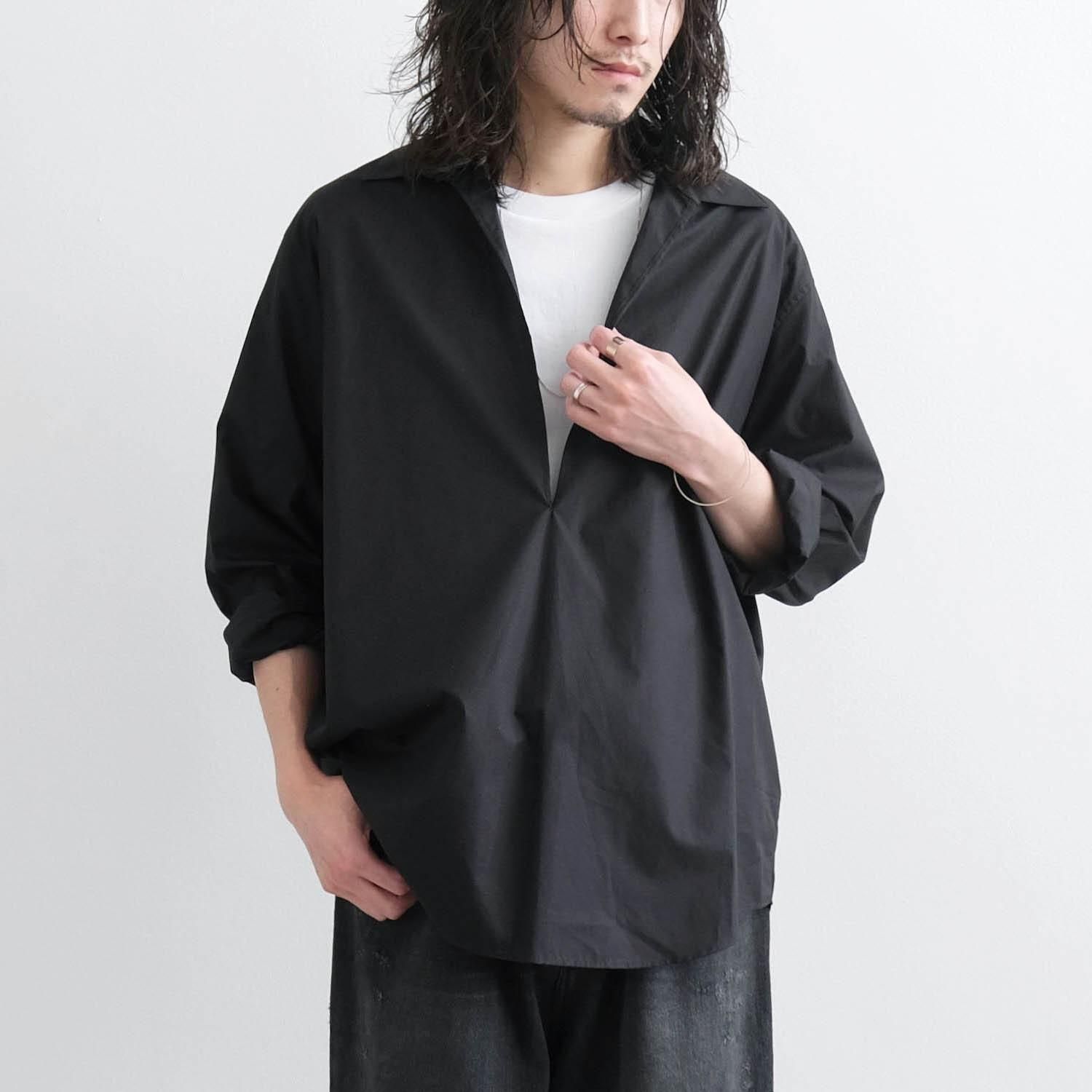 SUVIN COTTON OVERSIZED SKIPPER SHIRT [BLACK] - WUNDER 大阪