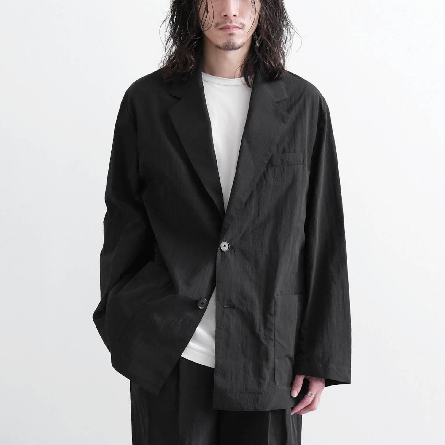 WINDPROOF NYLON SINGLE BREASTED JACKET [BLACK]