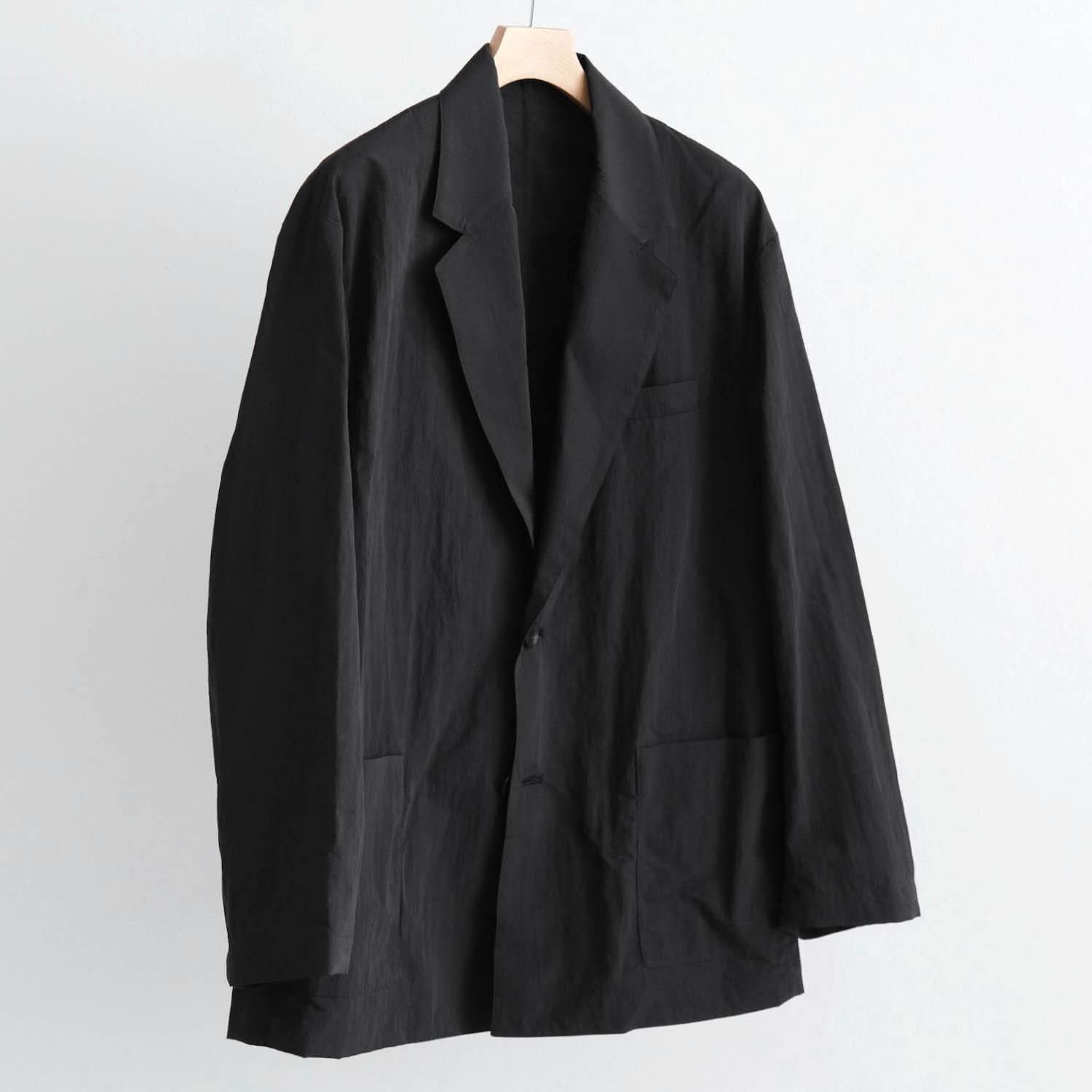 WINDPROOF NYLON SINGLE BREASTED JACKET [BLACK]