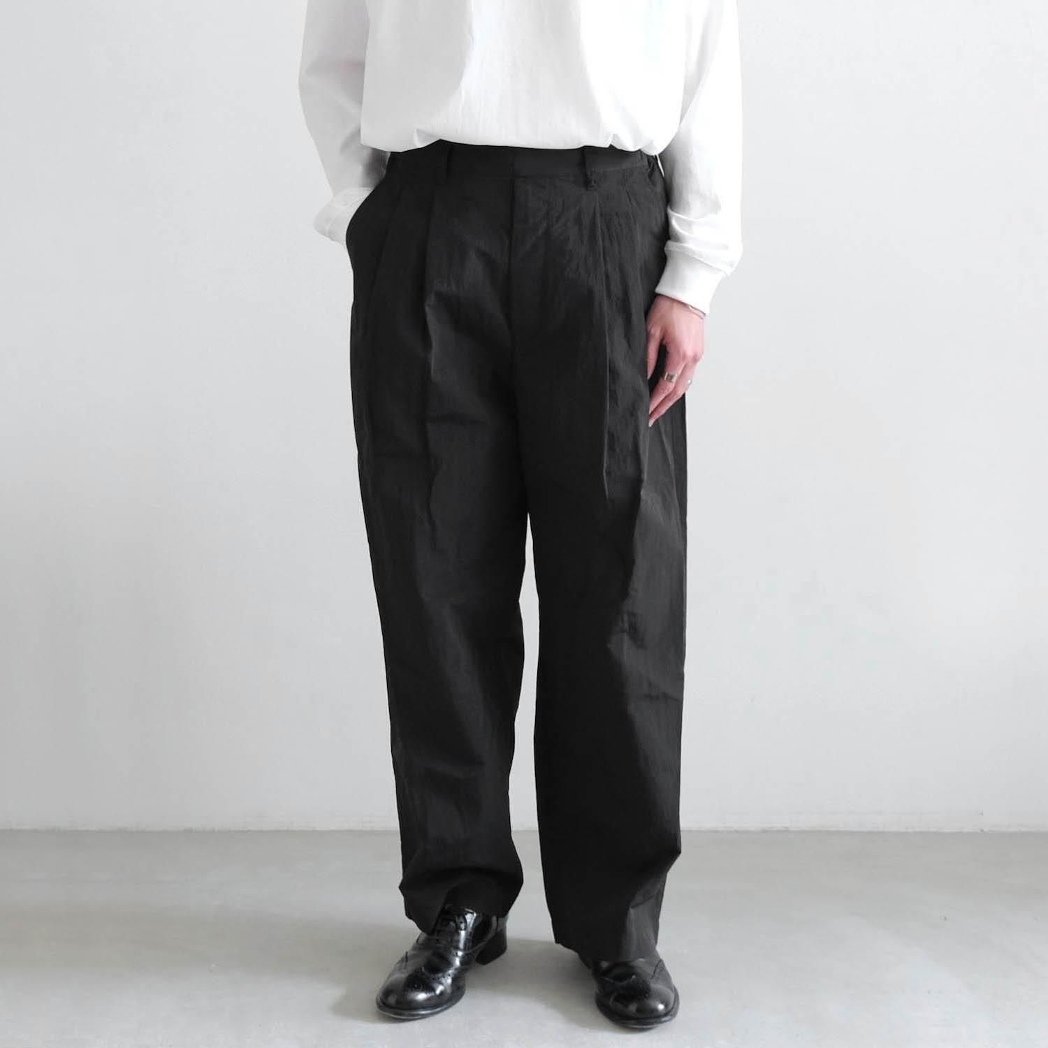 WINDPROOF NYLON WIDE EASY TROUSERS [BLACK] - WUNDER 大阪 セレクト