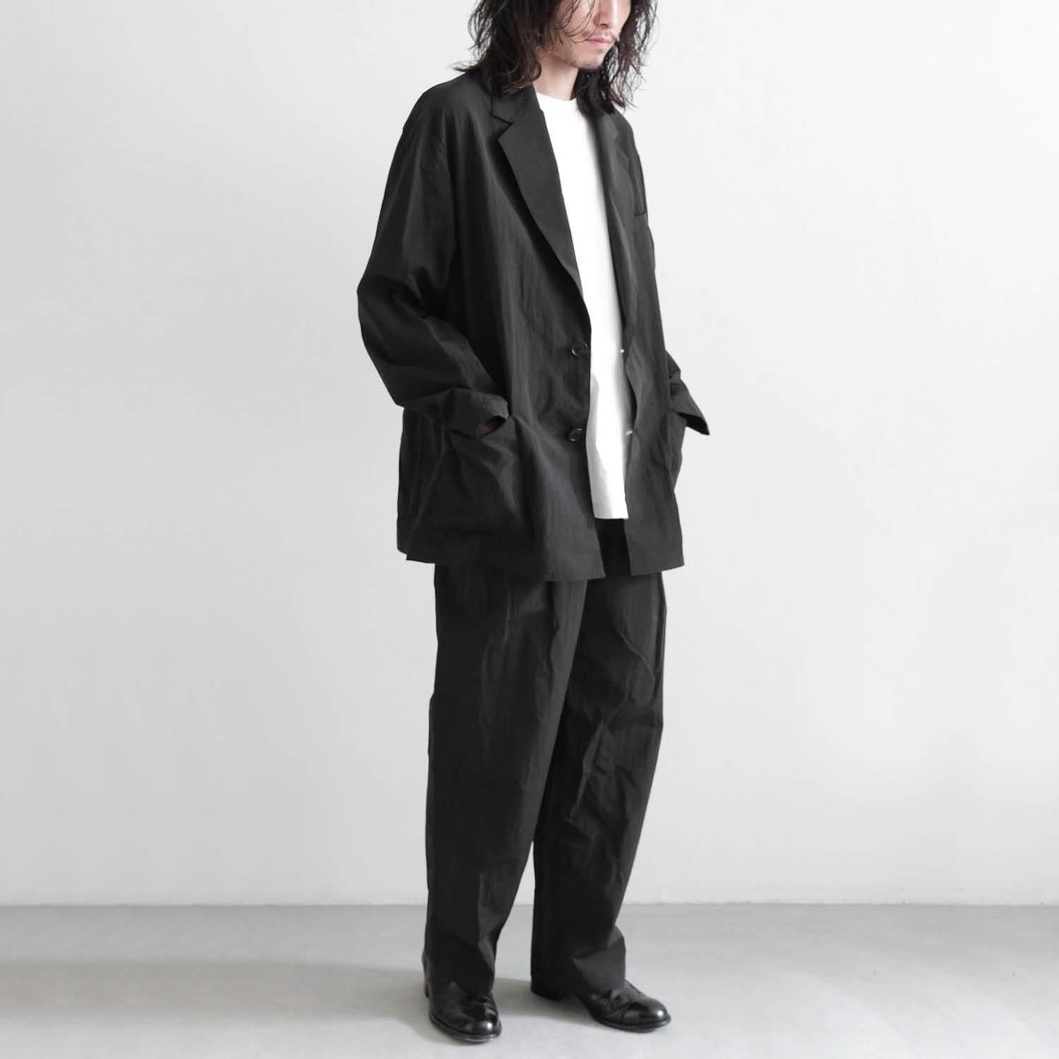 WINDPROOF NYLON WIDE EASY TROUSERS [BLACK] - WUNDER 大阪 セレクト