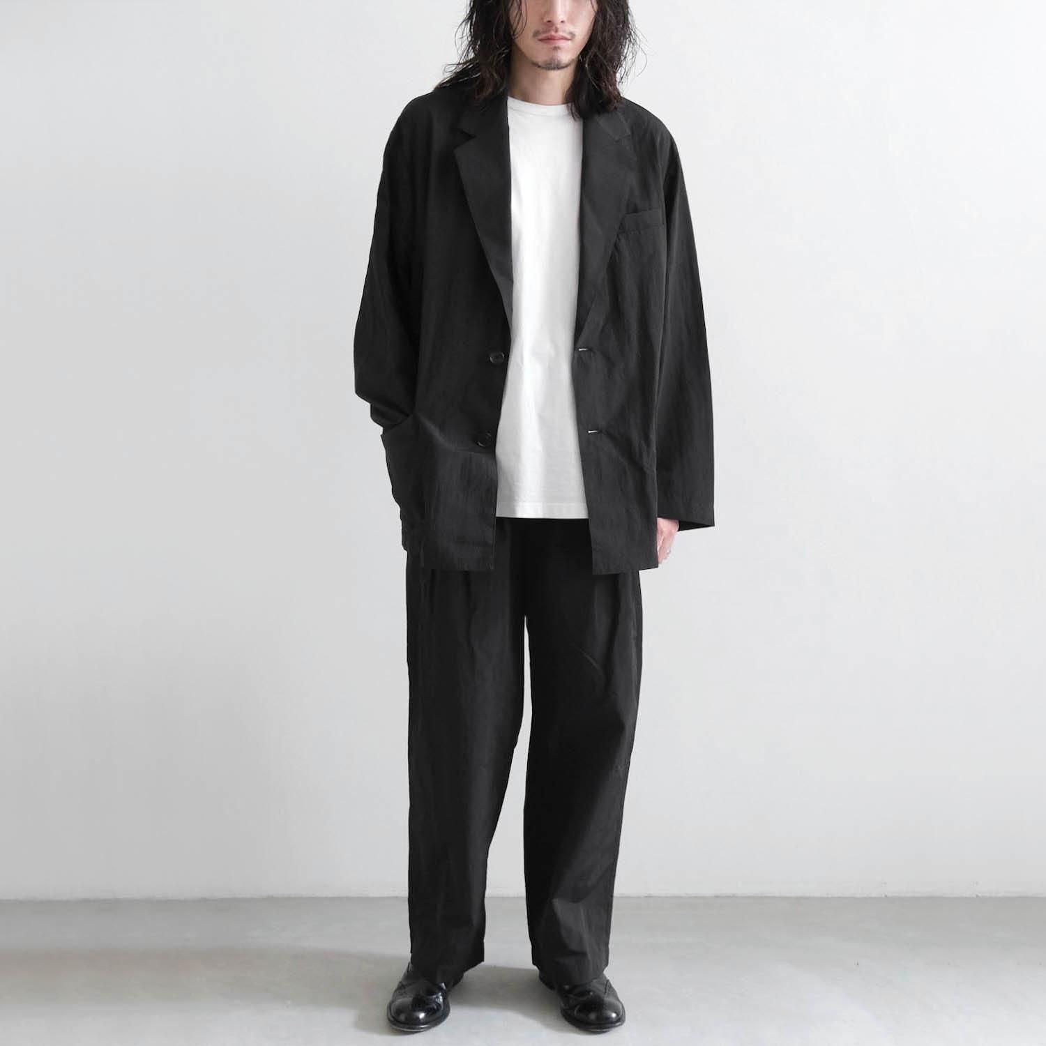 WINDPROOF NYLON WIDE EASY TROUSERS [BLACK] - WUNDER 大阪 セレクト