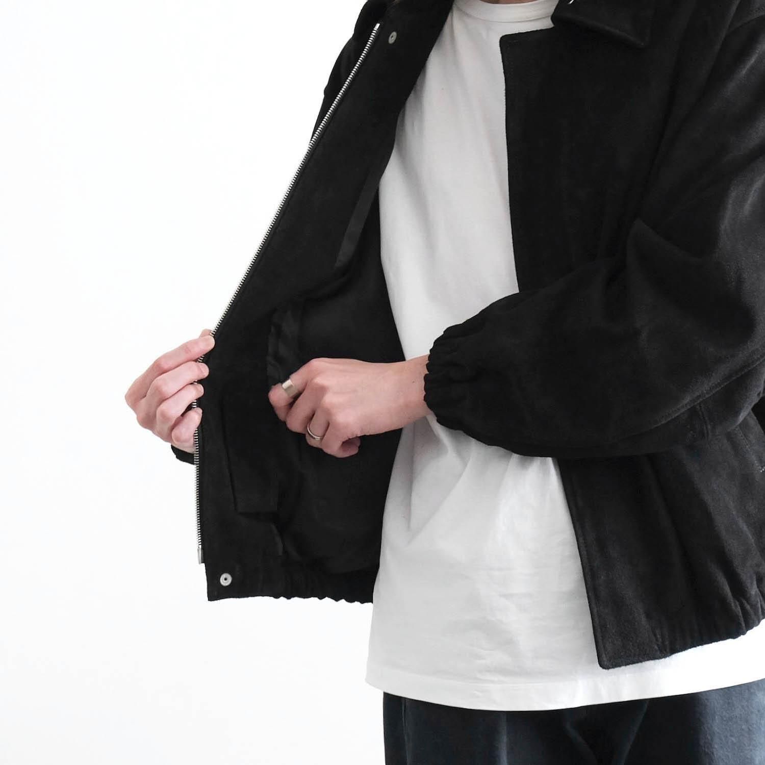 COW SUEDE ZIP SHORT JACKET [BLACK] - WUNDER 大阪 セレクトショップ