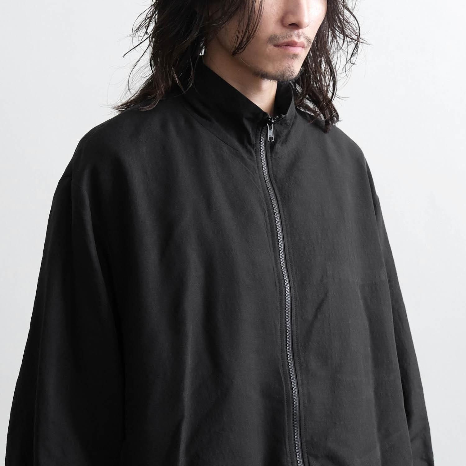 WOOL/SILK SHIRRED LIGHT ZIP JACKET [BLACK] - WUNDER 大阪