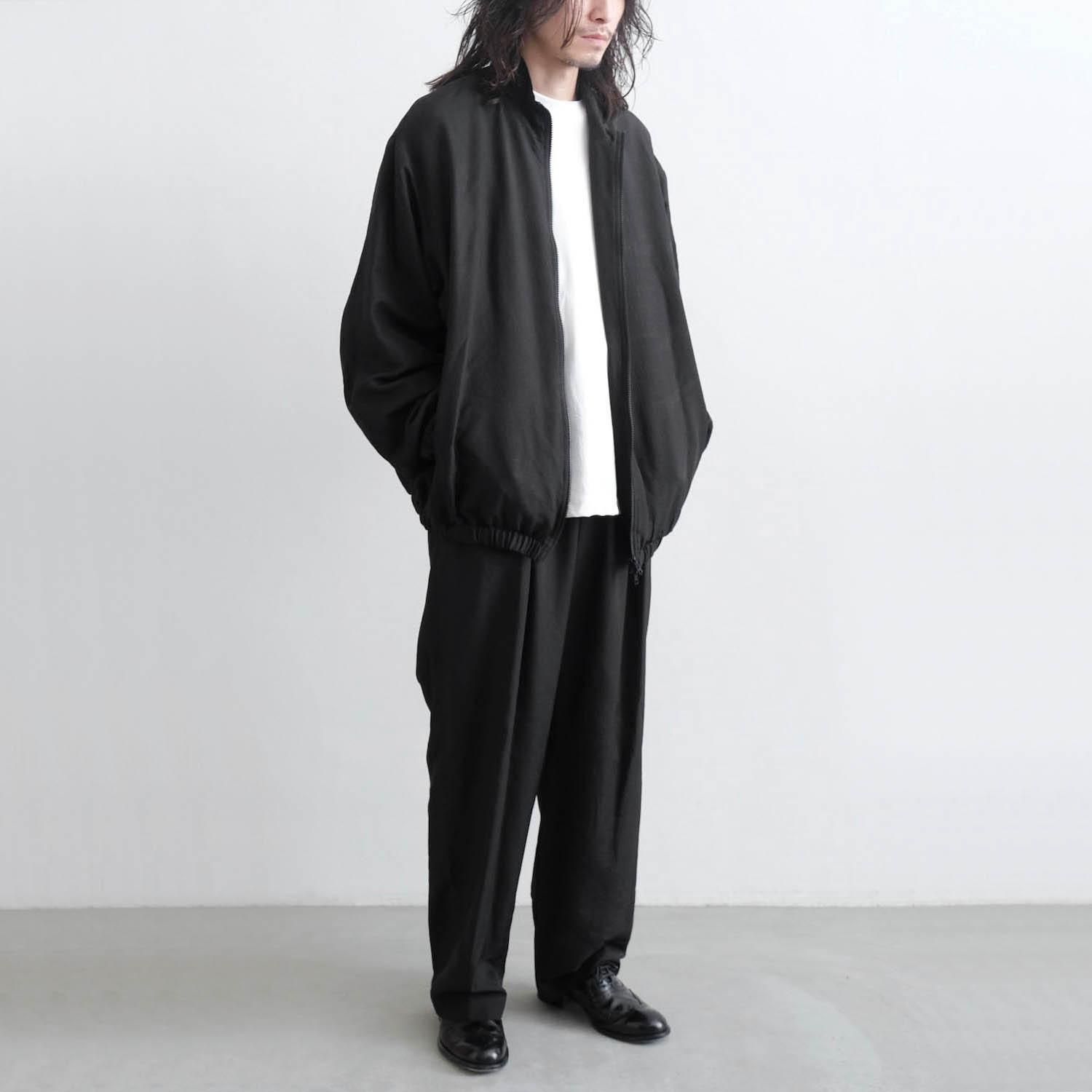 WOOL/SILK SHIRRED LIGHT ZIP JACKET [BLACK] - WUNDER 大阪 セレクト