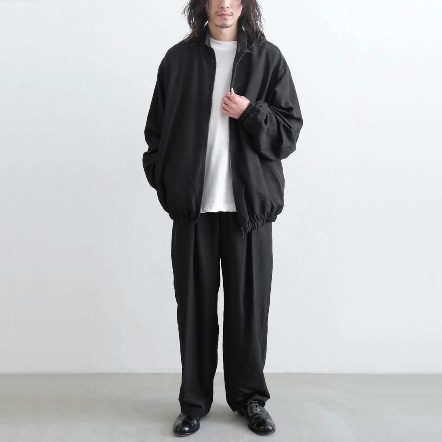 WOOL/SILK SHIRRED LIGHT ZIP JACKET [BLACK] - WUNDER 大阪 セレクト