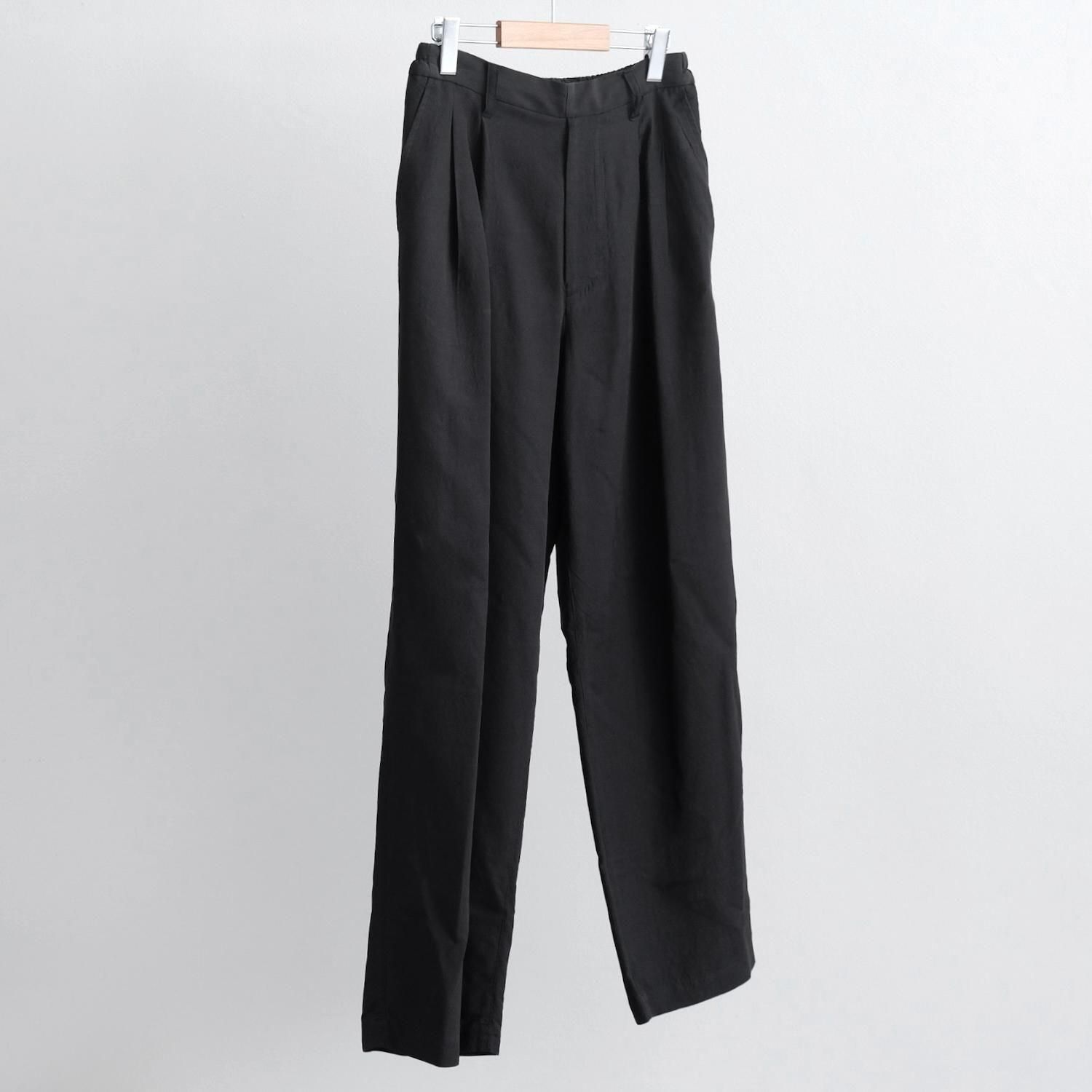 WOOL/SILK WIDE EASY TROUSERS [BLACK]
