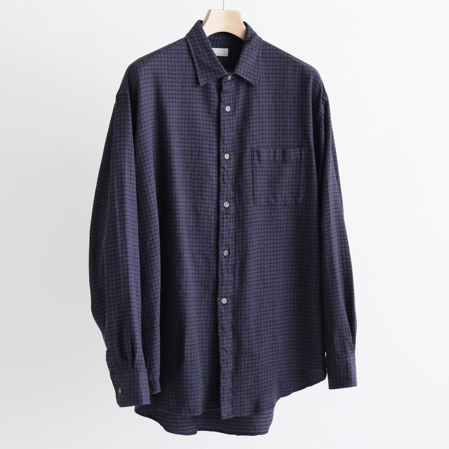 COTTON WOOL SILK FLANNEL CHECK SHIRTS [PURPLEBLACK]