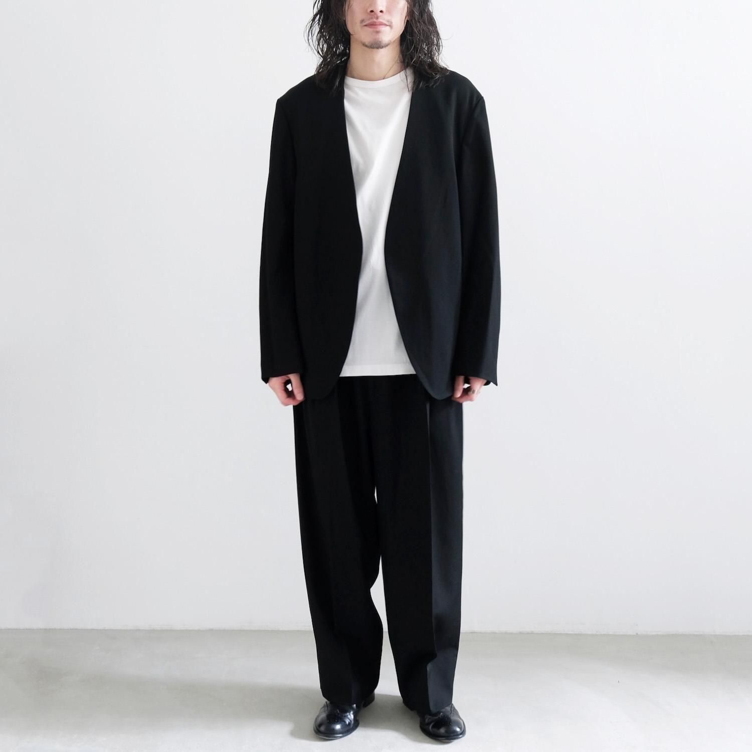WOOL GABARDINE DRAPING 5-TUCK TROUSERS [BLACK] - WUNDER 大阪