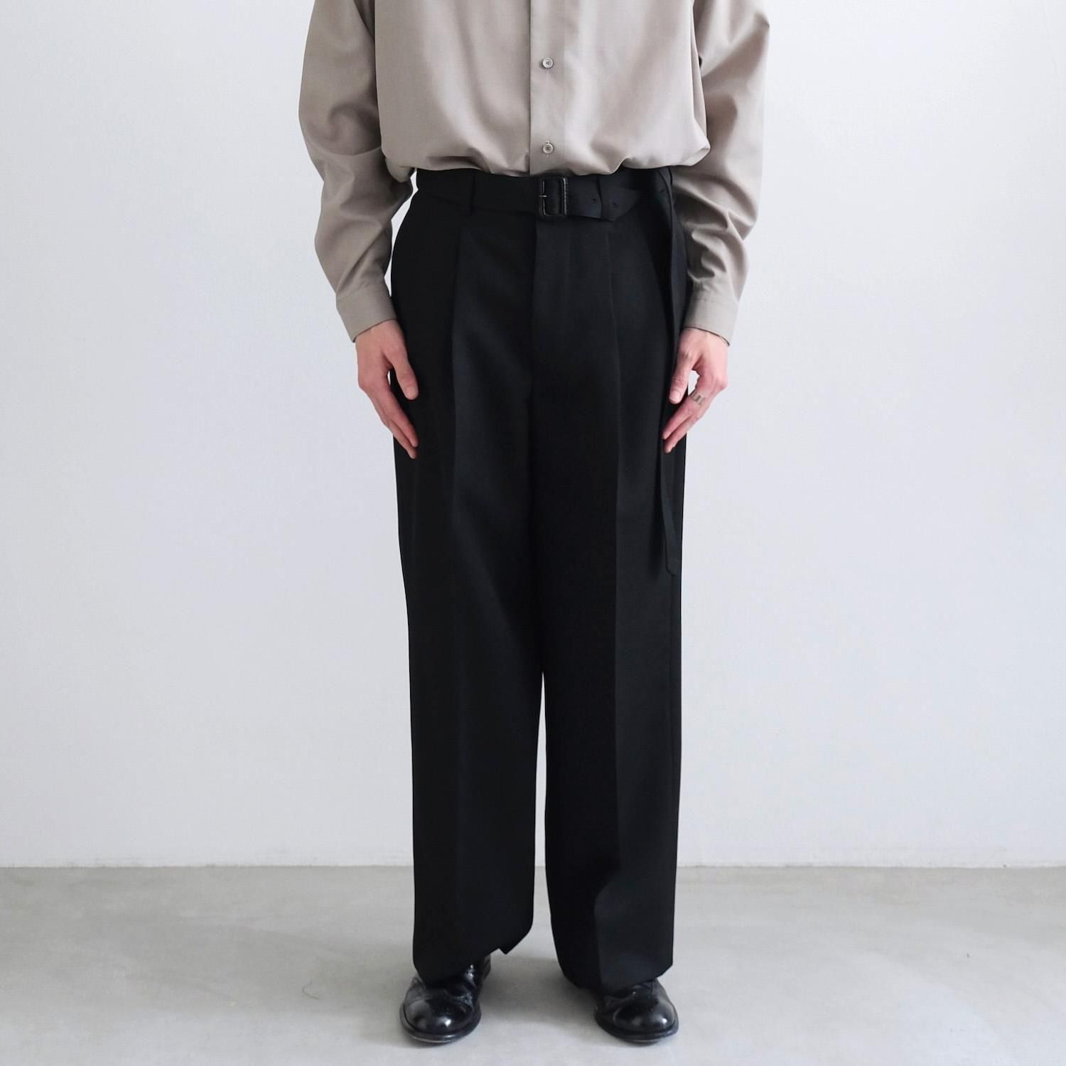 THE SLACKS BELTED 2TUCK [BLACK] - WUNDER 大阪 セレクト
