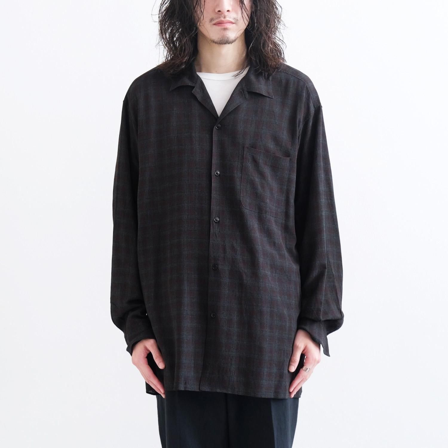 OPEN COLLAR SHIRTS RAYON [BROWN] - WUNDER 大阪 セレクト