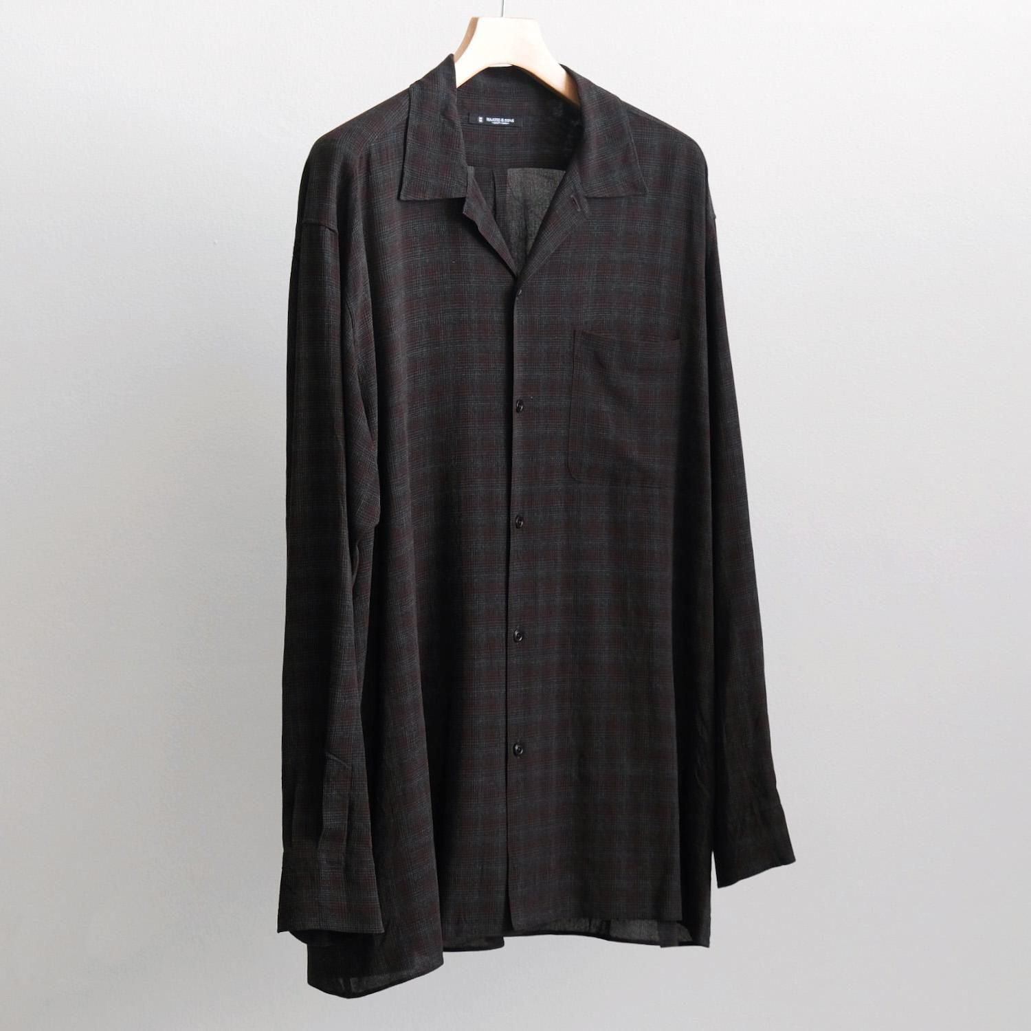 OPEN COLLAR SHIRTS RAYON [BROWN]