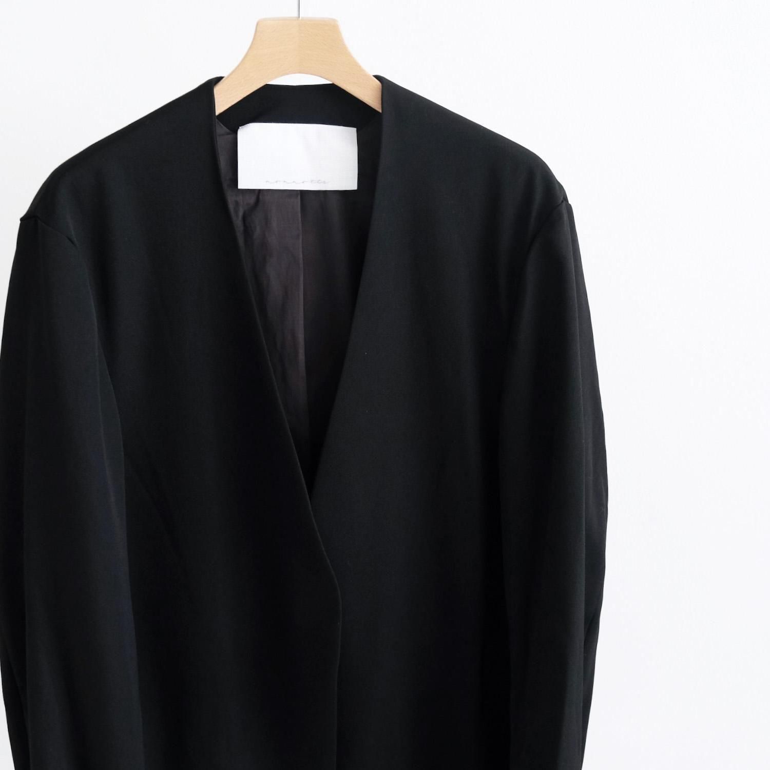 WOOL GABARDINE DRAPING NO COLLAR N JACKET [BLACK] - WUNDER 大阪