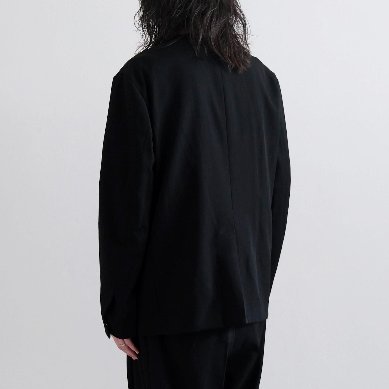 WOOL GABARDINE DRAPING NO COLLAR N JACKET [BLACK] - WUNDER