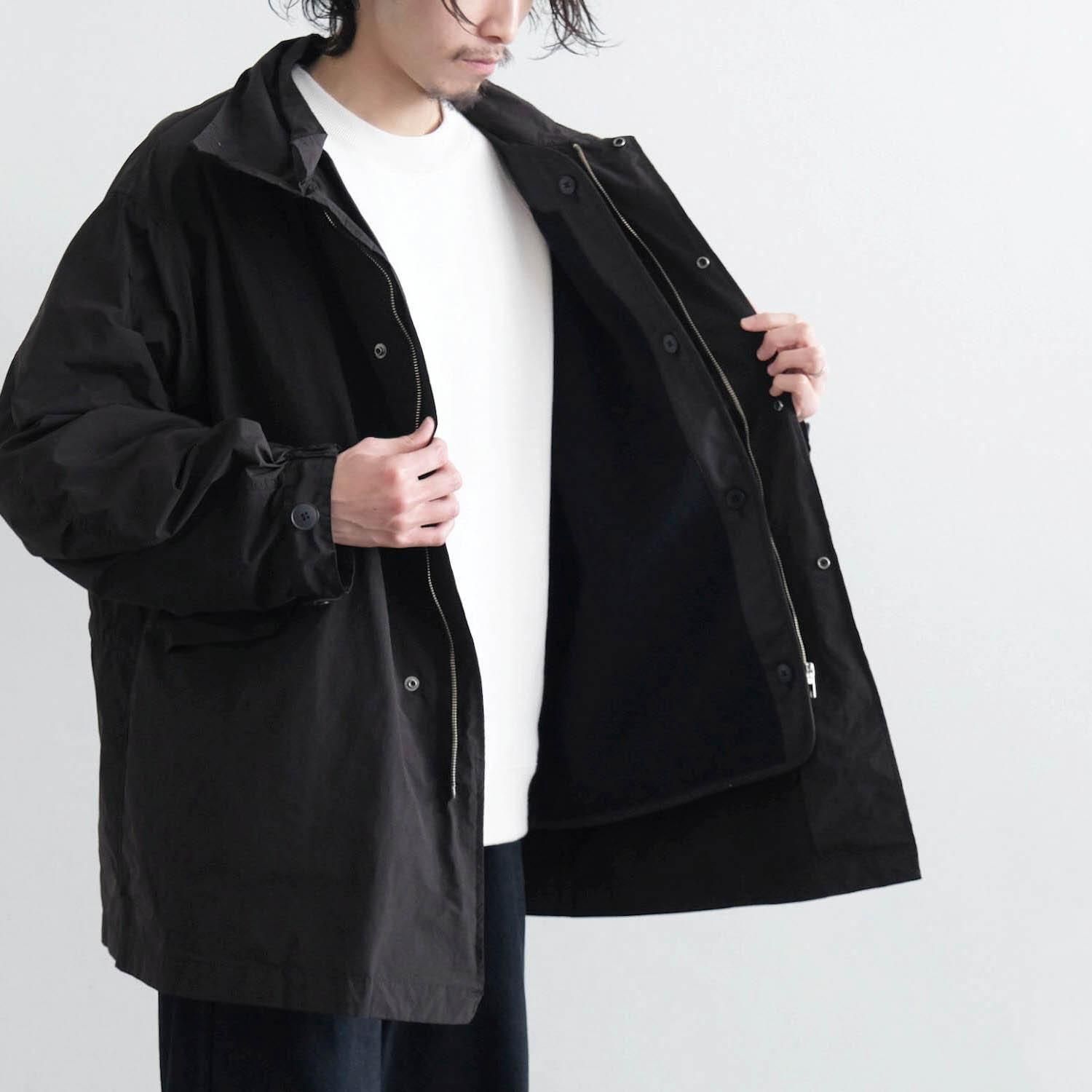 ATON ブラック ショートモッズコート AIR WEATHER | SHORT MODS COAT – ATON | エイトン