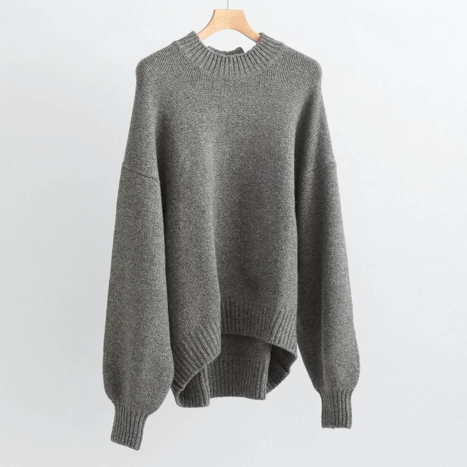 LOW COUNT WOOL YAK KNIT DRAPING EXTRA OVER C/N PULLOVER [YAK NATURALTOP GRAY]