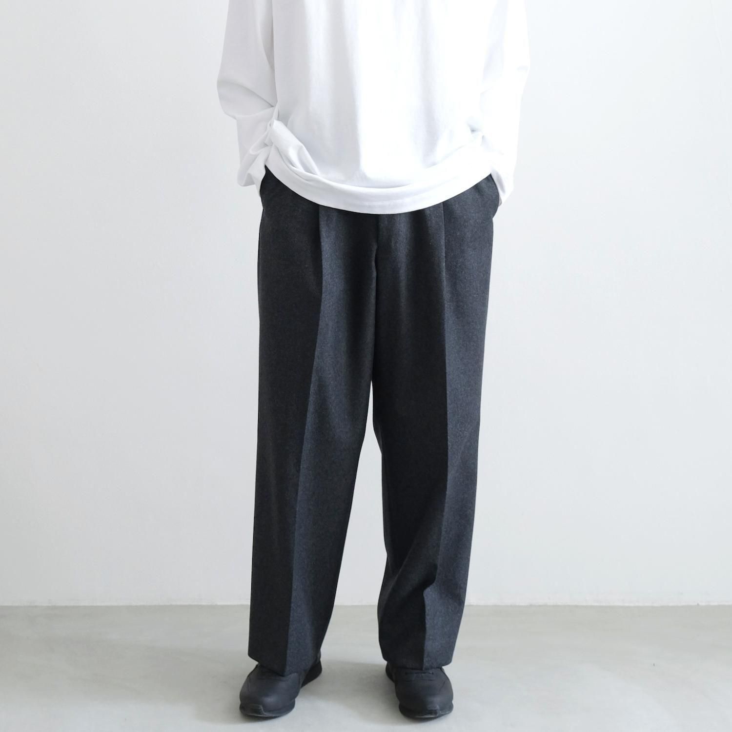 2/54 COLLEGE FLANNEL THE EASY SLACKS WIDE [CHARCOAL GRAY